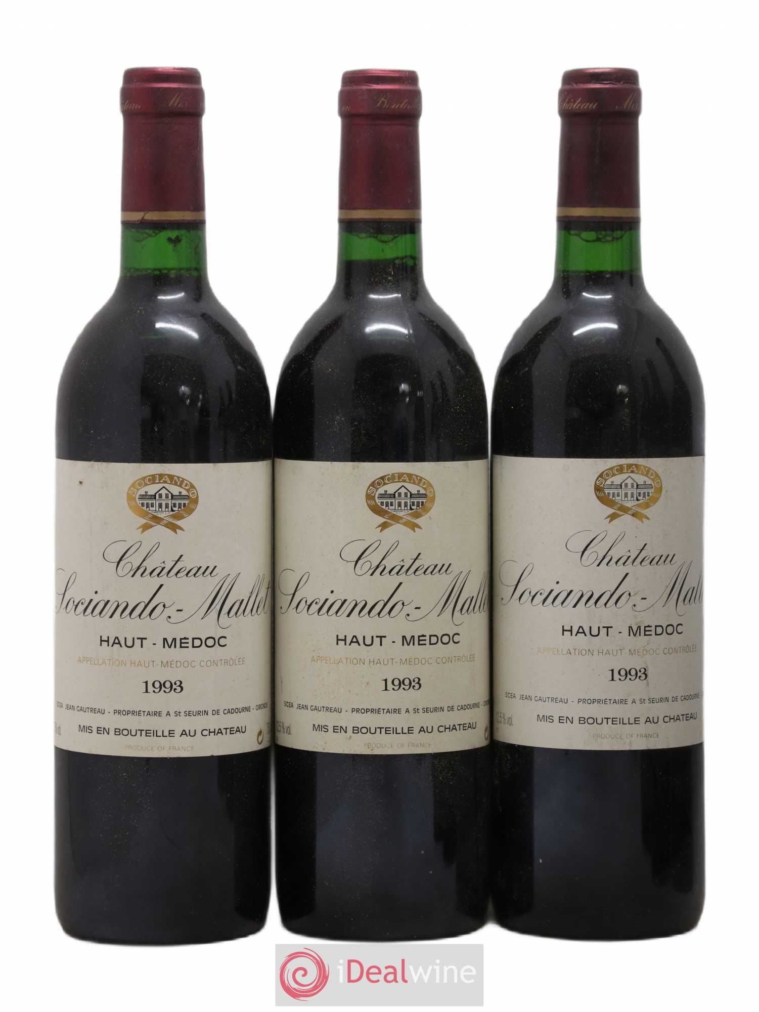 Château Sociando Mallet 1993 - Lot de 6 bouteilles - 1