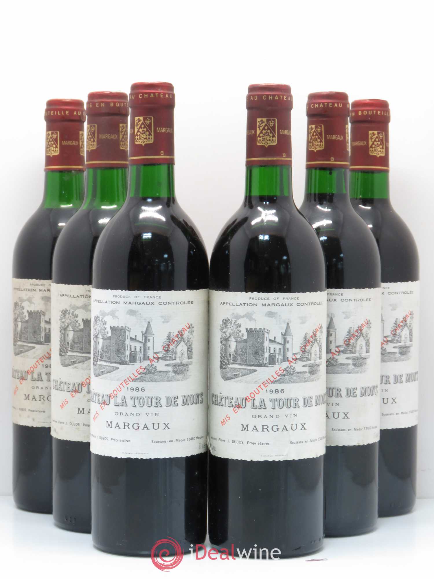 Château la Tour de Mons Cru Bourgeois (sans prix de réserve) 1986 - Lot de 6 bouteilles - 0