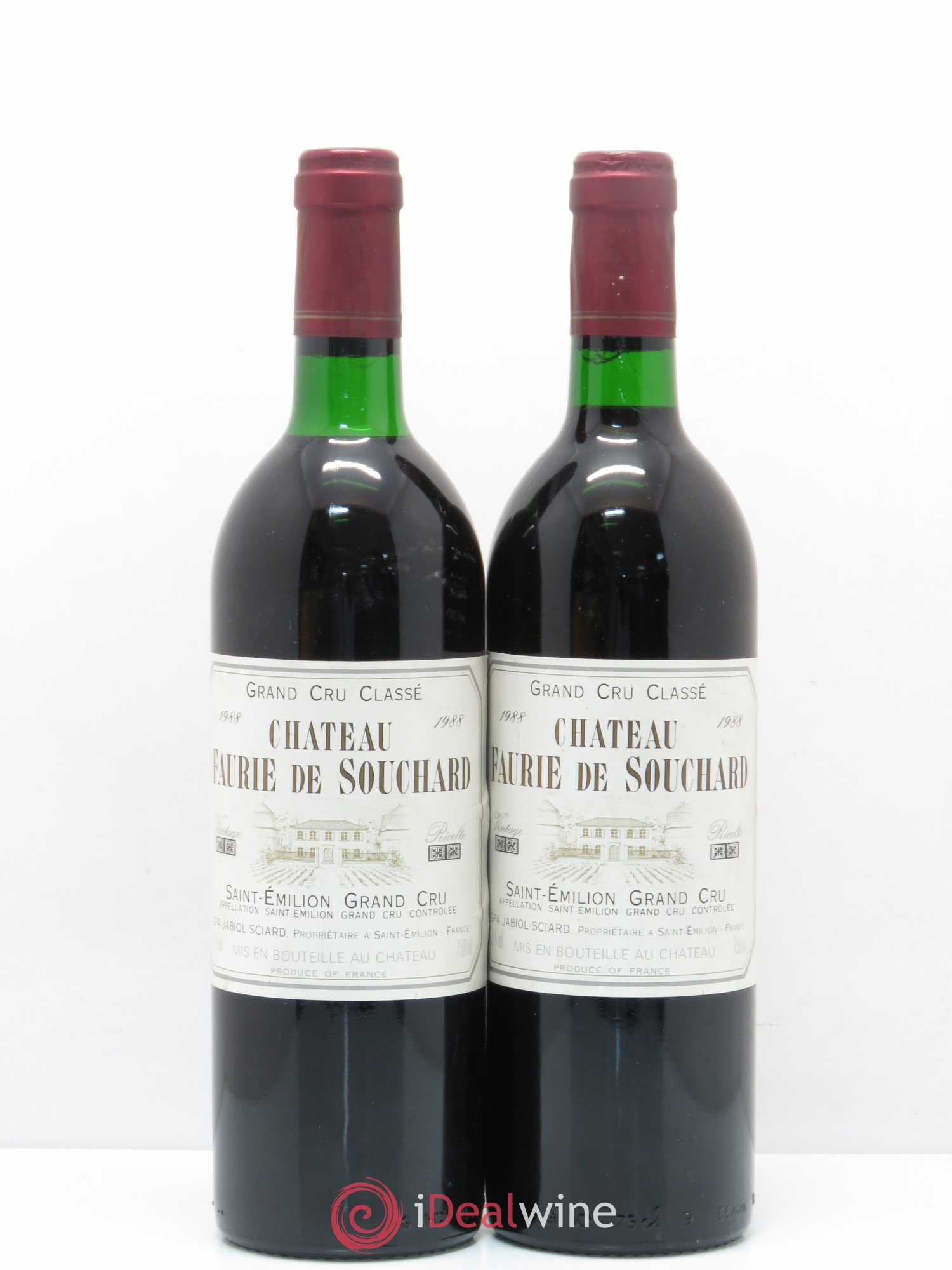 Château Faurie de Souchard Grand Cru Classé (sans prix de réserve) 1988 - Lot de 2 bouteilles - 0