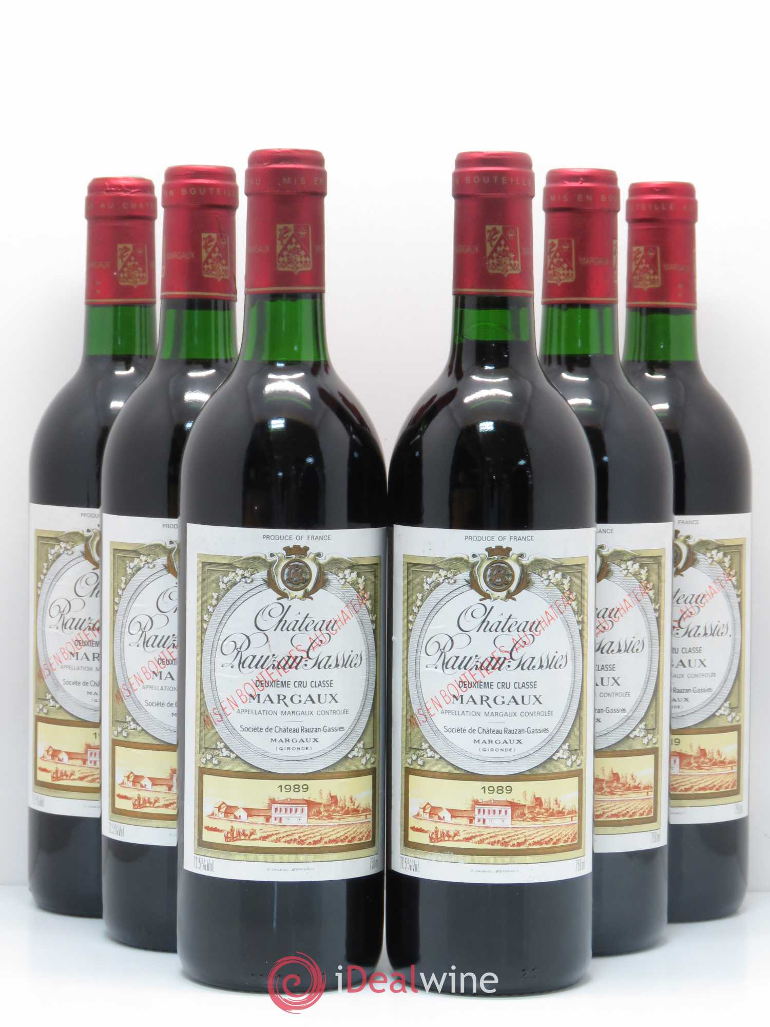 Château Rauzan-Gassies 2ème Grand Cru Classé 1989 - Lot de 6 bouteilles - 0