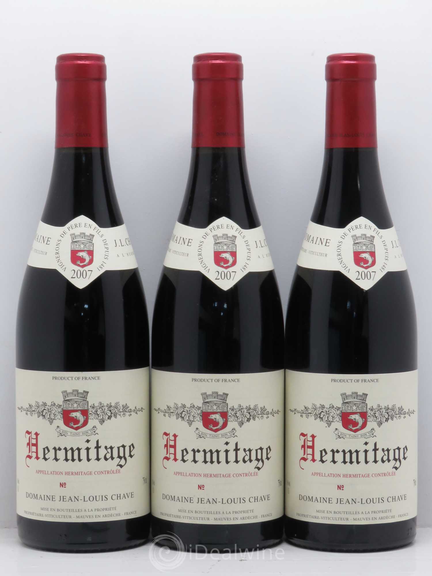 Hermitage Jean-Louis Chave 2007 - Lot de 3 bouteilles - 0
