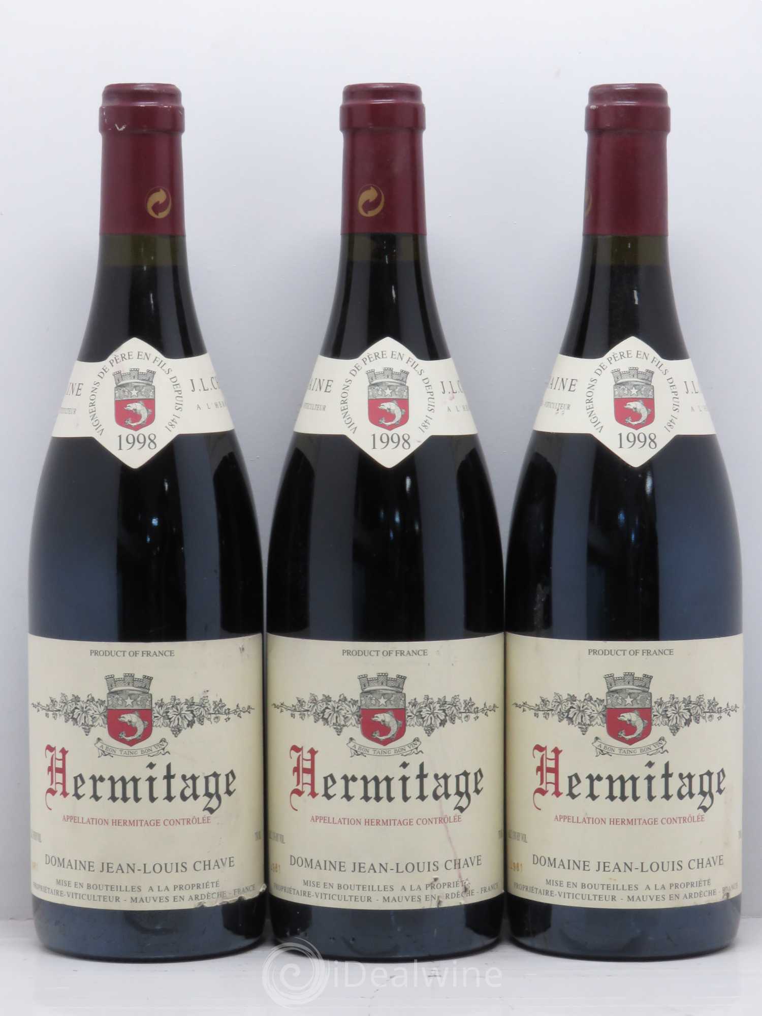 Hermitage Jean-Louis Chave 1998 - Lot de 3 bouteilles - 0