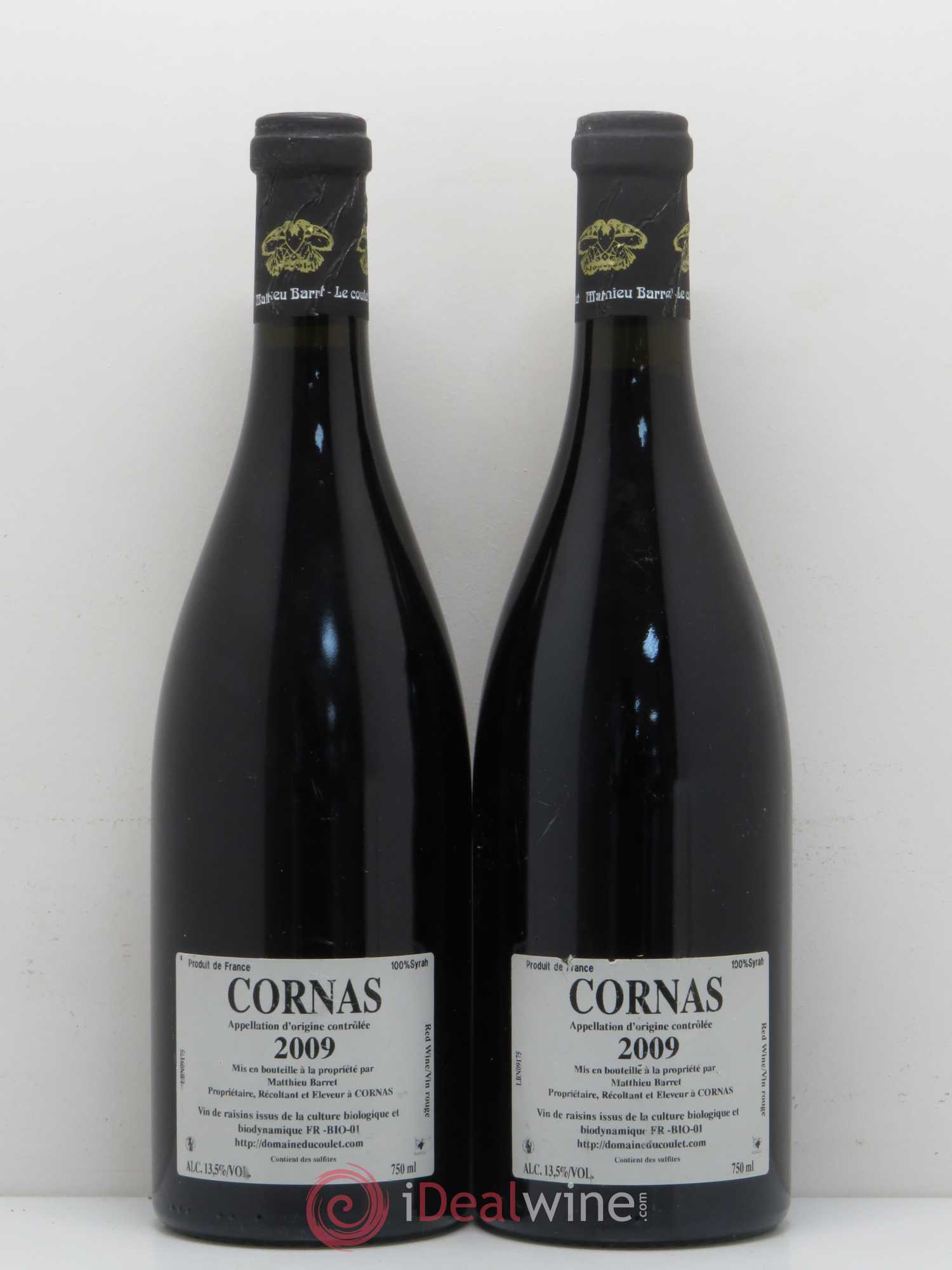 Cornas Billes Noires Coulet (Domaine du) - Matthieu Barret 2009 - Lot de 2 bouteilles - 1