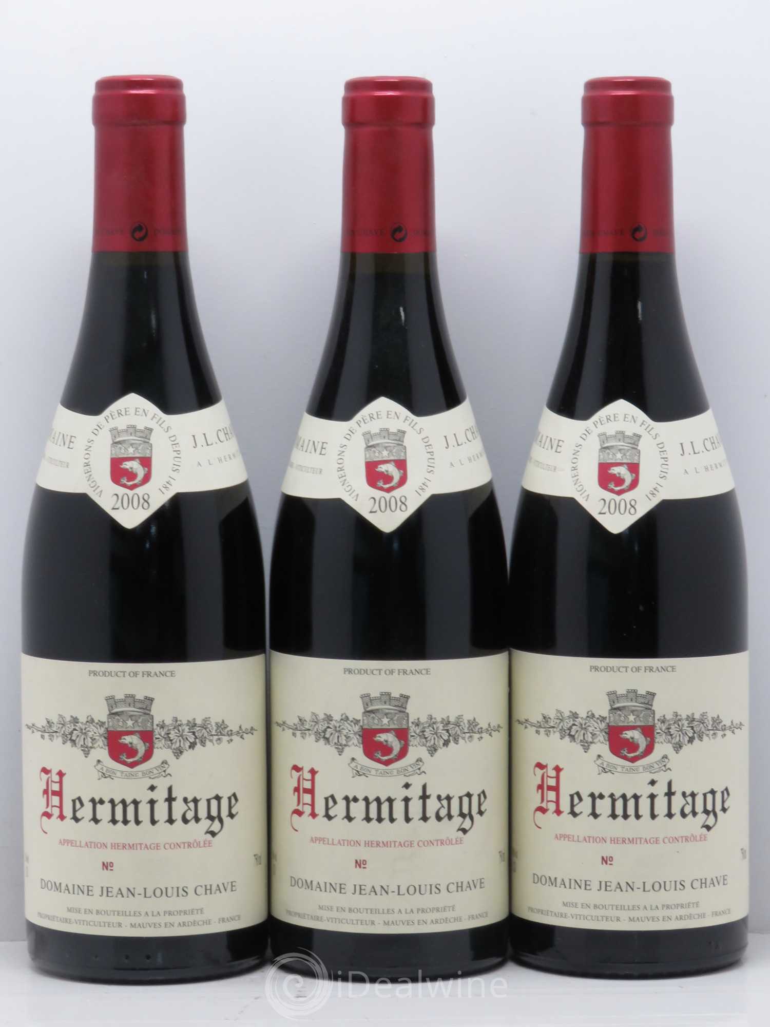 Hermitage Jean-Louis Chave 2008 - Lot de 3 bouteilles - 0