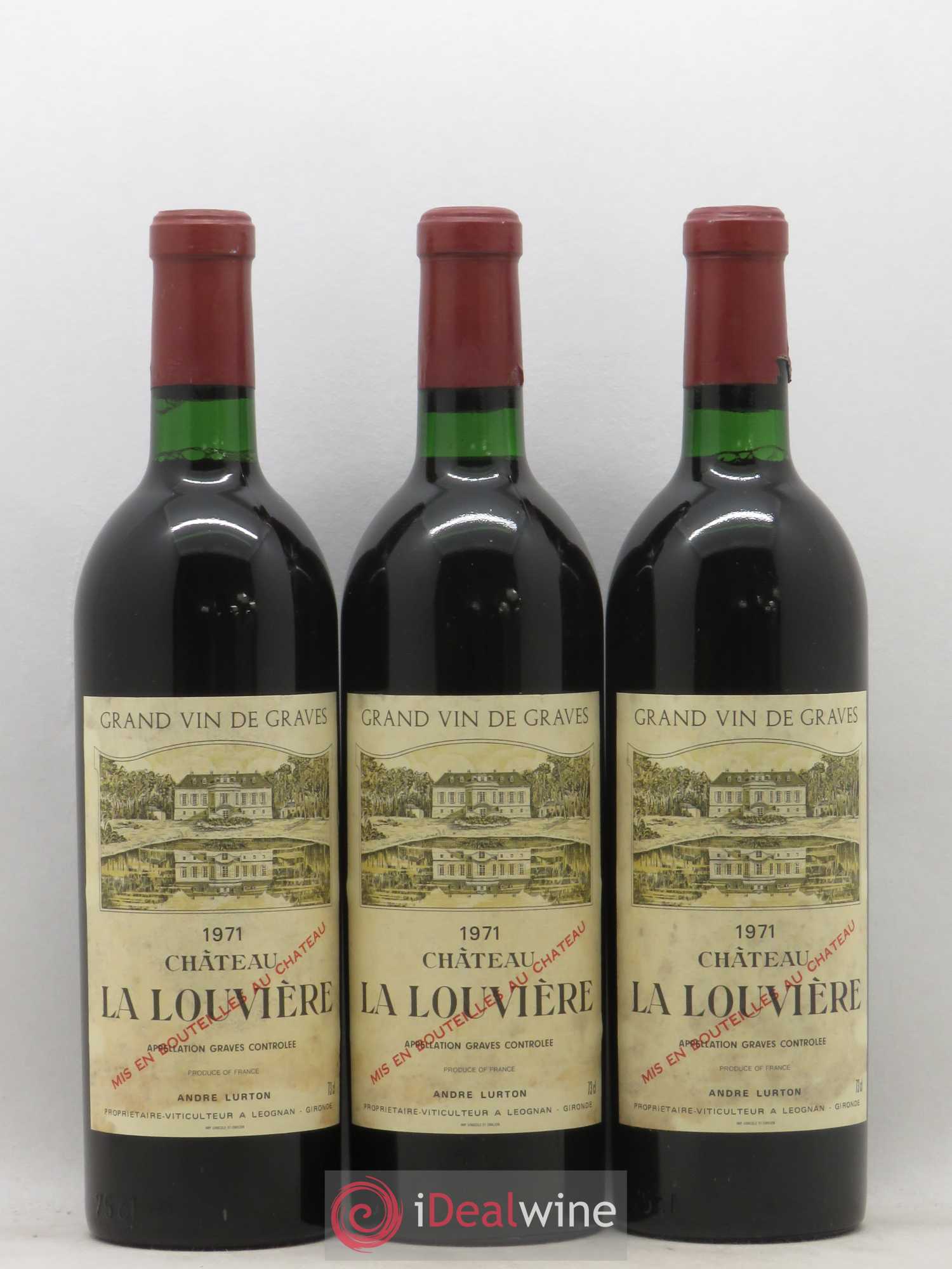 Château la Louvière 1971 - Lot de 3 bouteilles - 0
