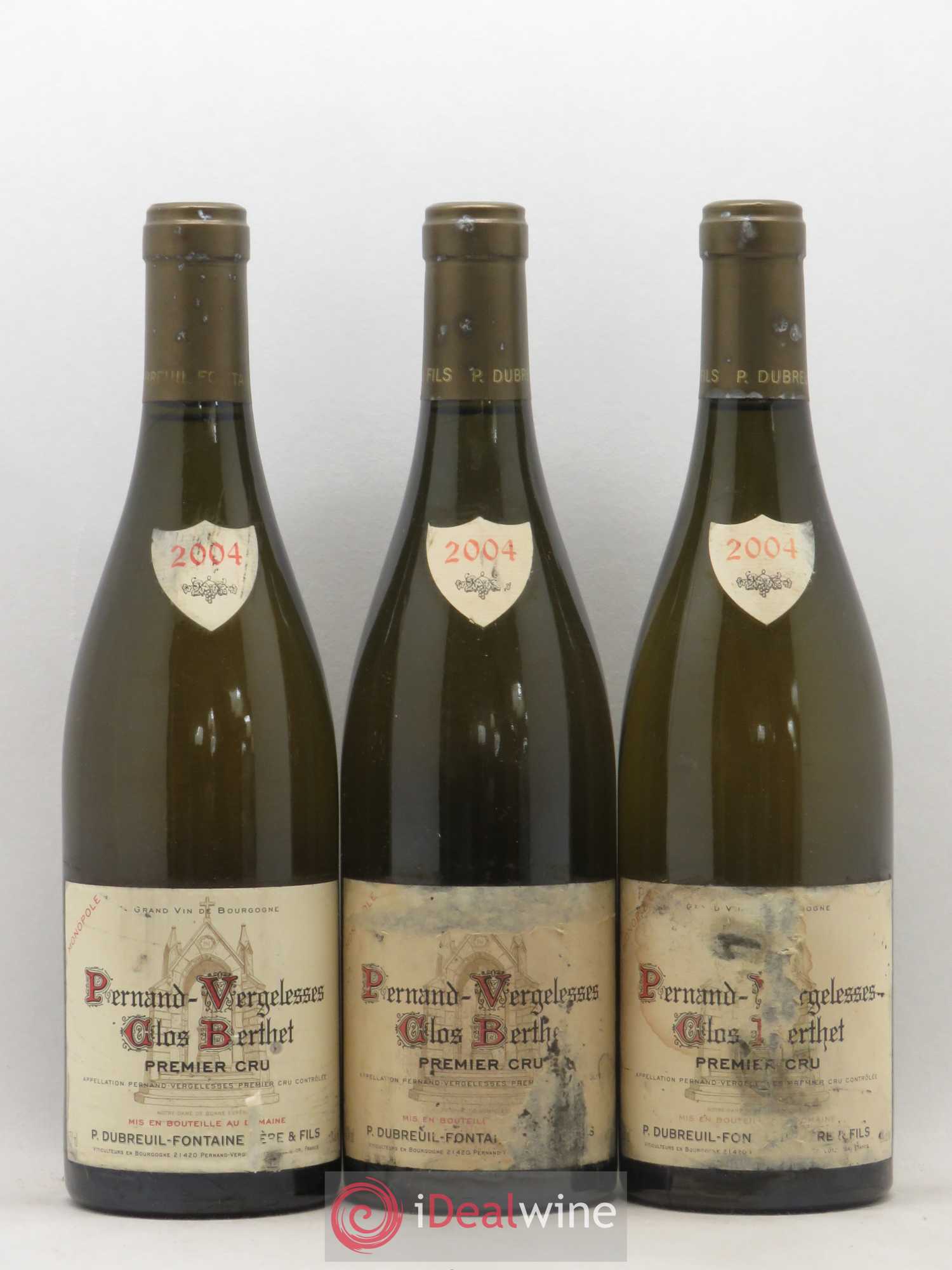 Pernand-Vergelesses 1er Cru Clos Berthet Dubreuil-Fontaine 2004 - Posten von 3 Flaschen - 0
