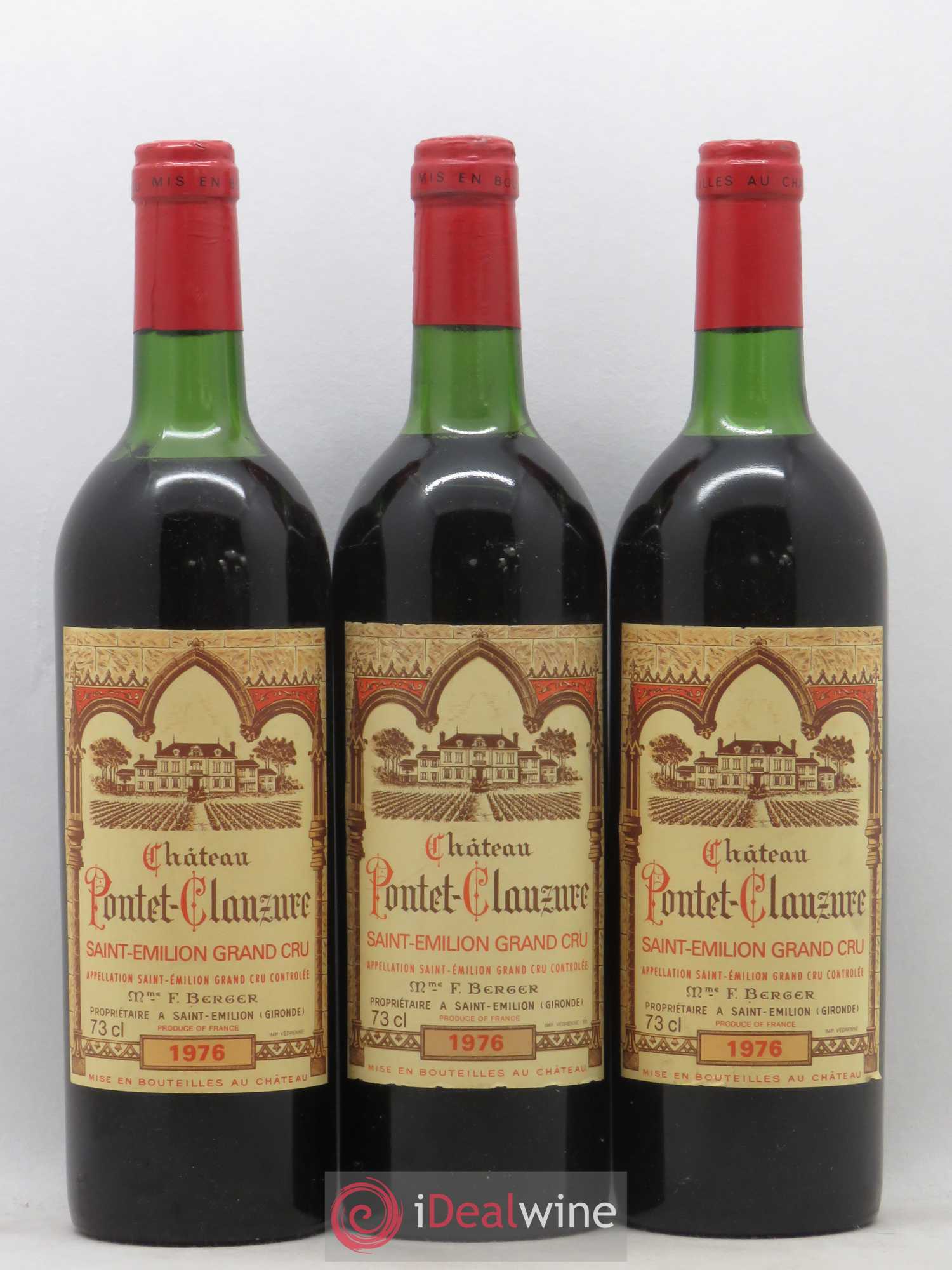 Château Pontet Clauzure 1976 - Lot de 3 bouteilles - 0
