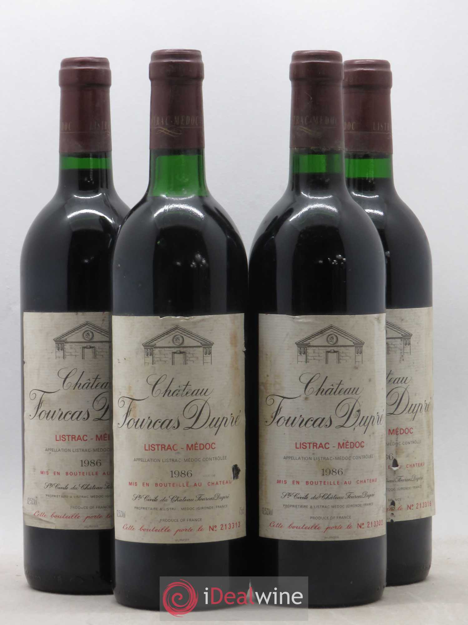 Château Fourcas Dupré 1986 - Lot de 4 bouteilles - 0