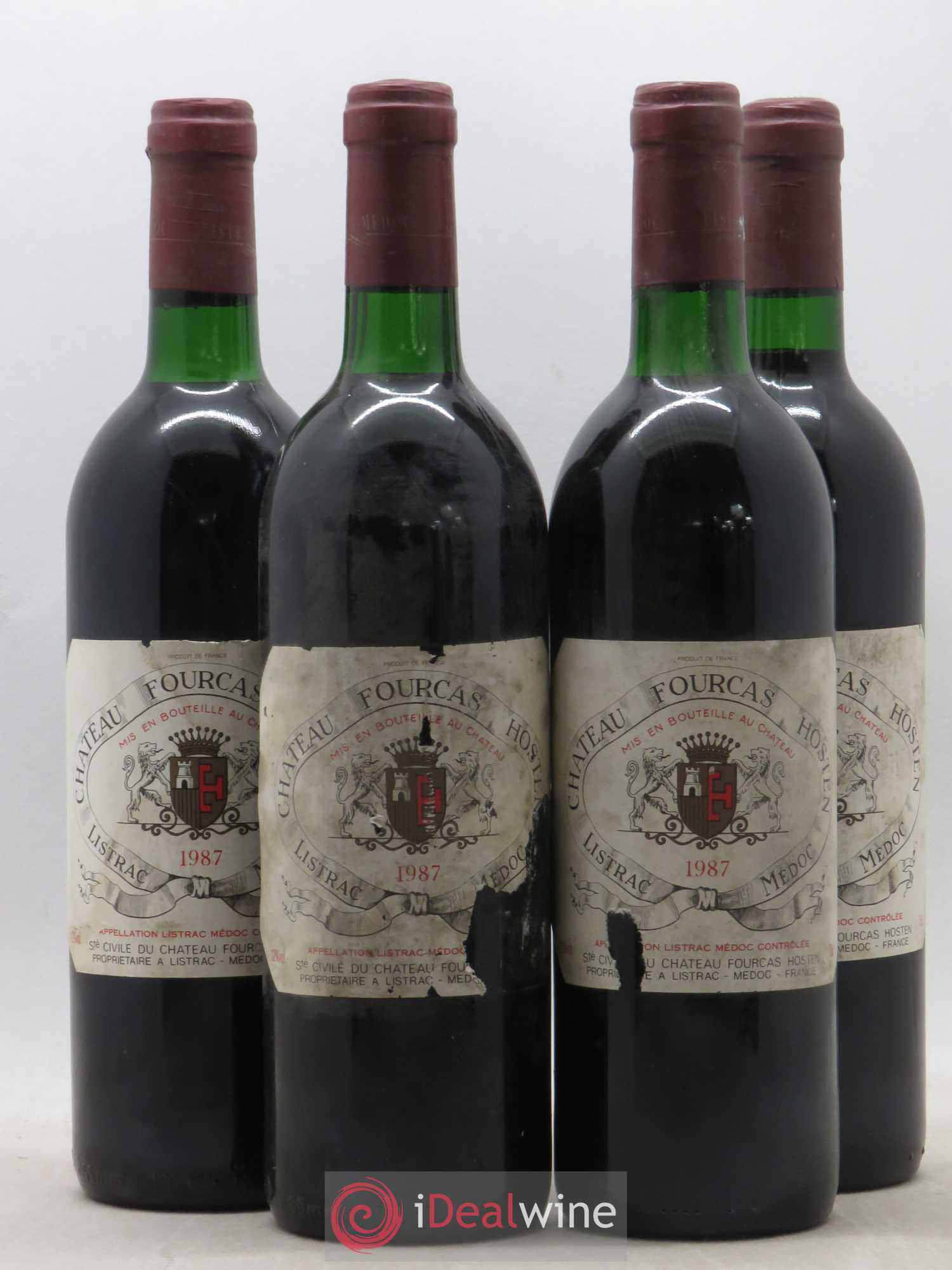 Château Fourcas Hosten Cru Bourgeois 1987 - Lot de 4 bouteilles - 0