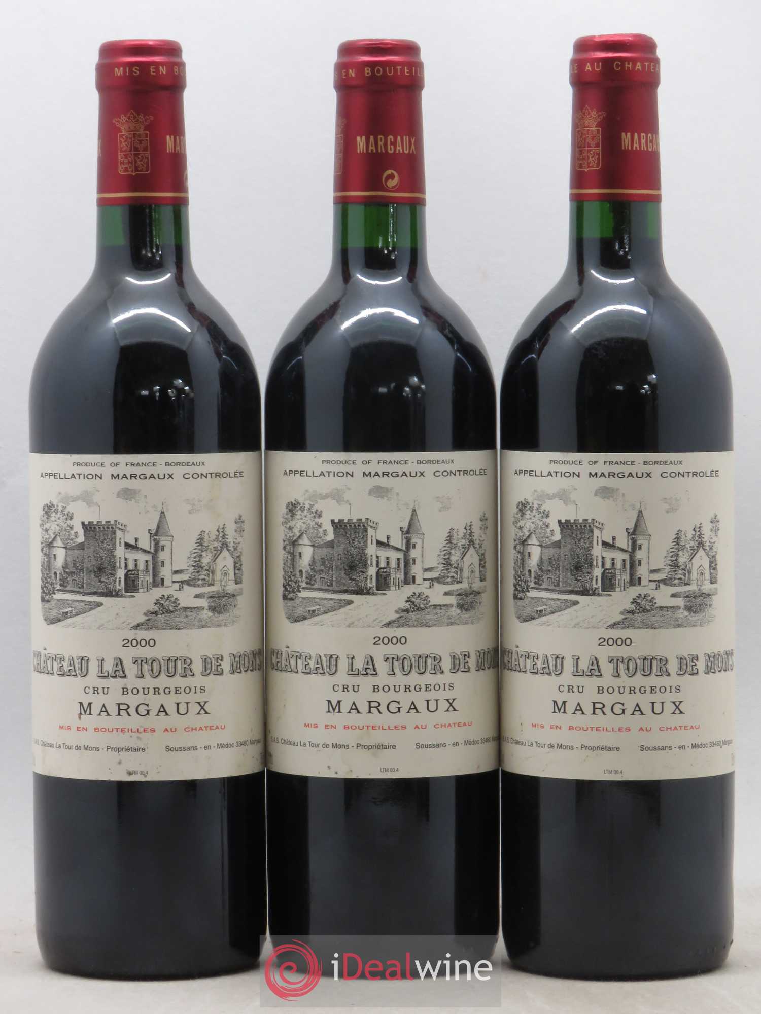 Château la Tour de Mons Cru Bourgeois 2000 - Lot de 3 bouteilles - 0