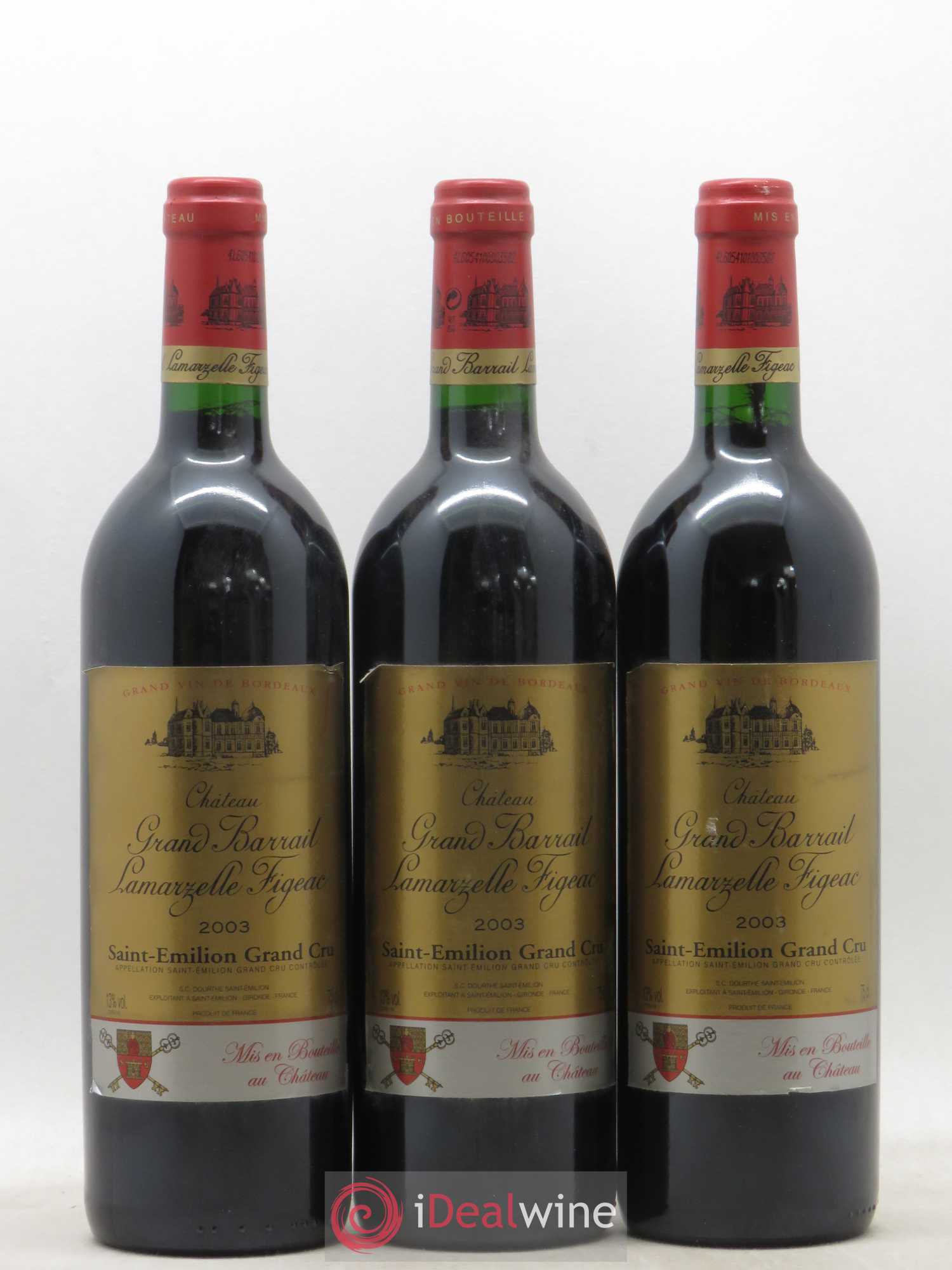 Château Grand Barrail Lamarzelle Figeac Grand Cru Classé 2003 - Lot de 12 bouteilles - 1