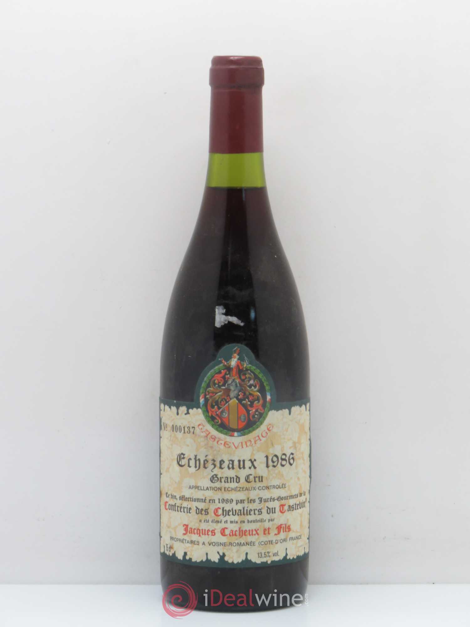 Echezeaux Grand Cru Confrérie des Chevaliers du Tastevin J Cacheux 1986 - Posten von 1 Flasche - 0