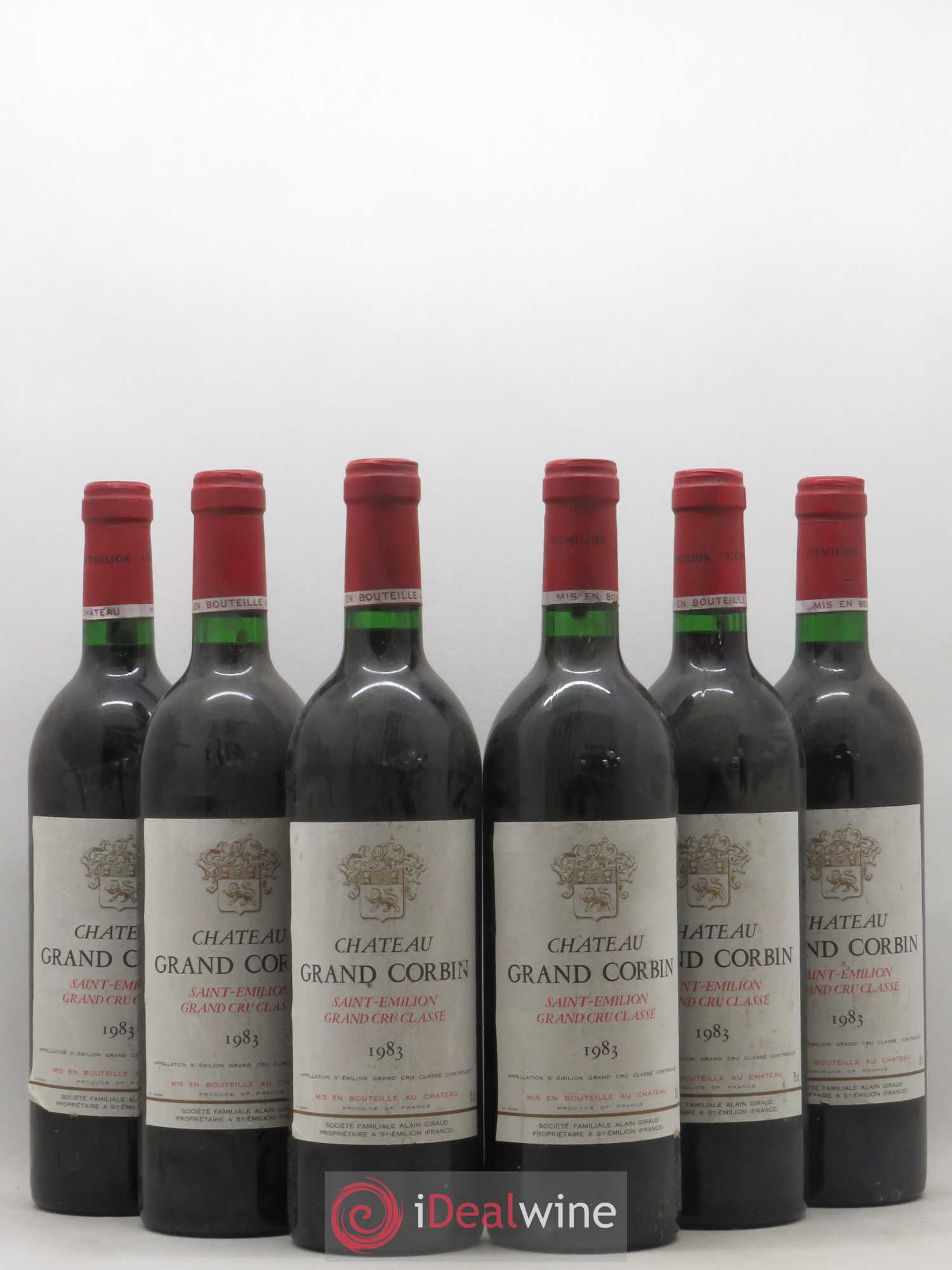 Château Grand Corbin Grand Cru Classé 1983 - Lot de 6 bouteilles - 0