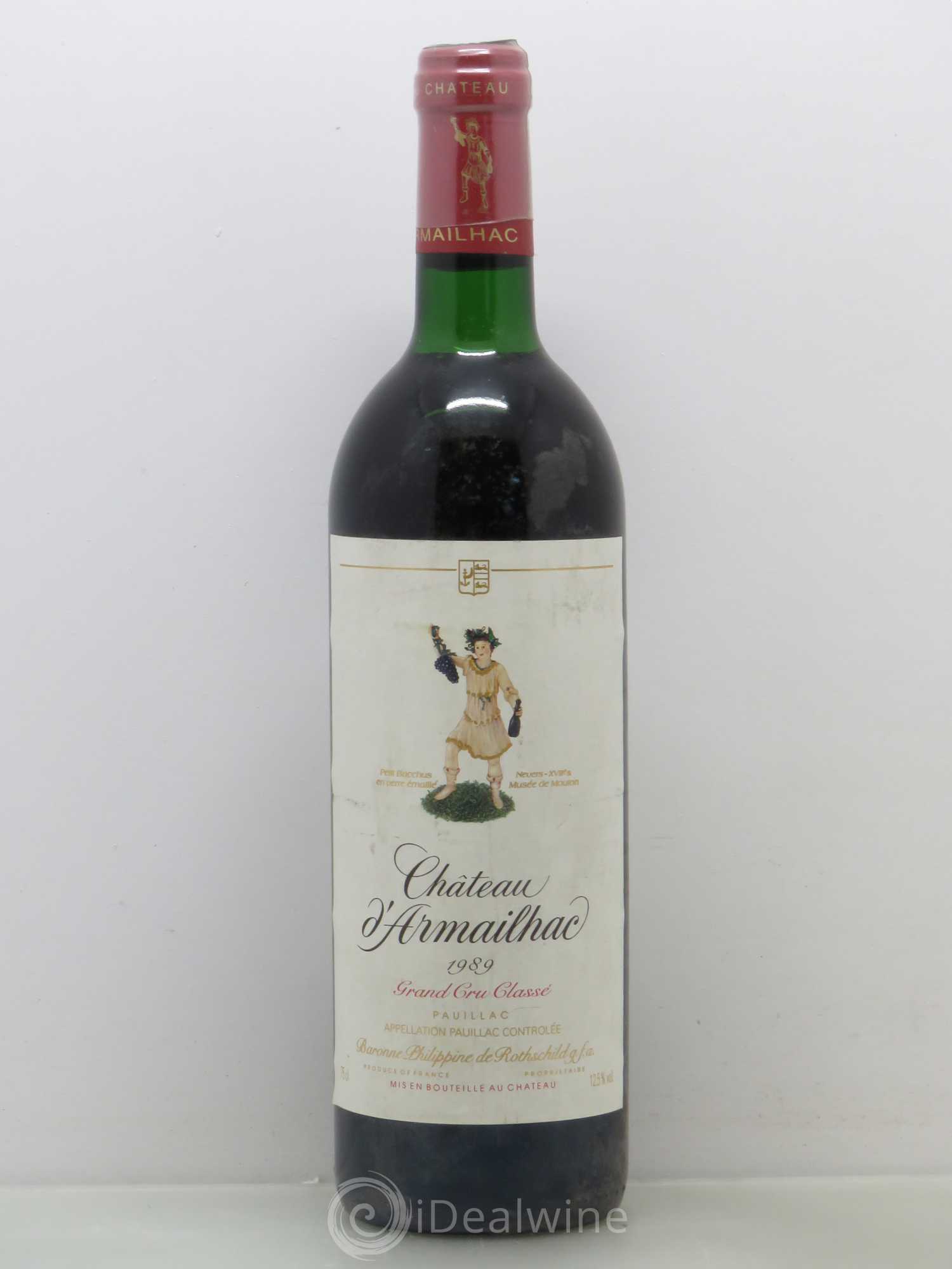 Château d' Armailhac - Mouton Baron(ne) Philippe 5ème Grand Cru Classé 1989 - Lot de 1 bouteille - 0