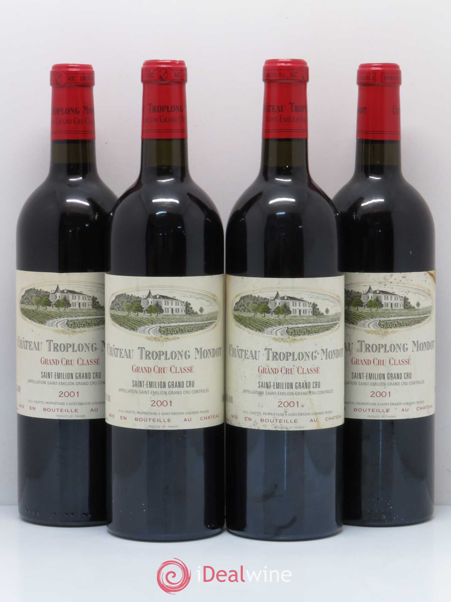 Château Troplong Mondot 1er Grand Cru Classé B 2001 - Lot de 4 bouteilles - 0