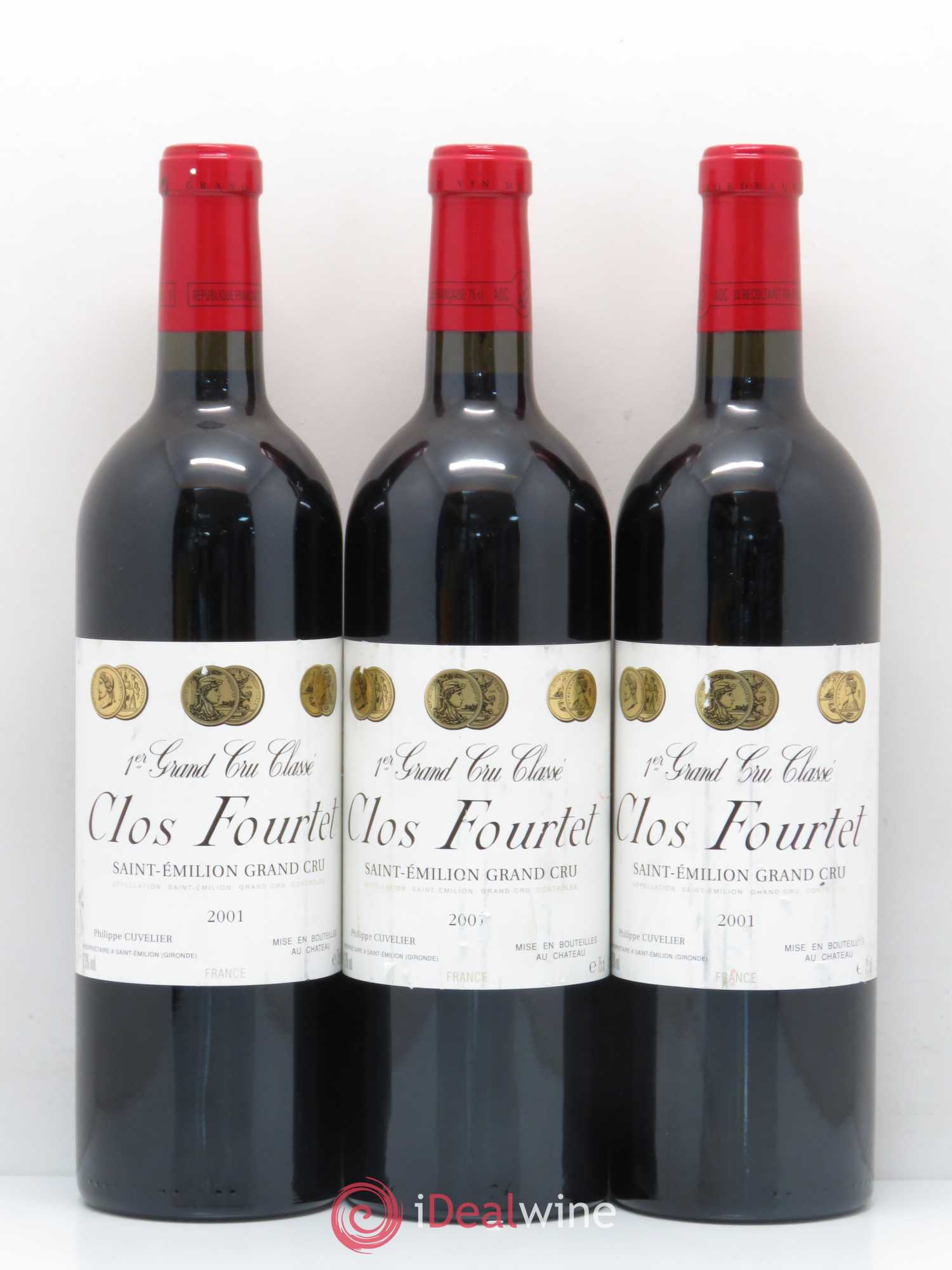 Clos Fourtet 1er Grand Cru Classé B 2001 - Lot de 3 bouteilles - 0