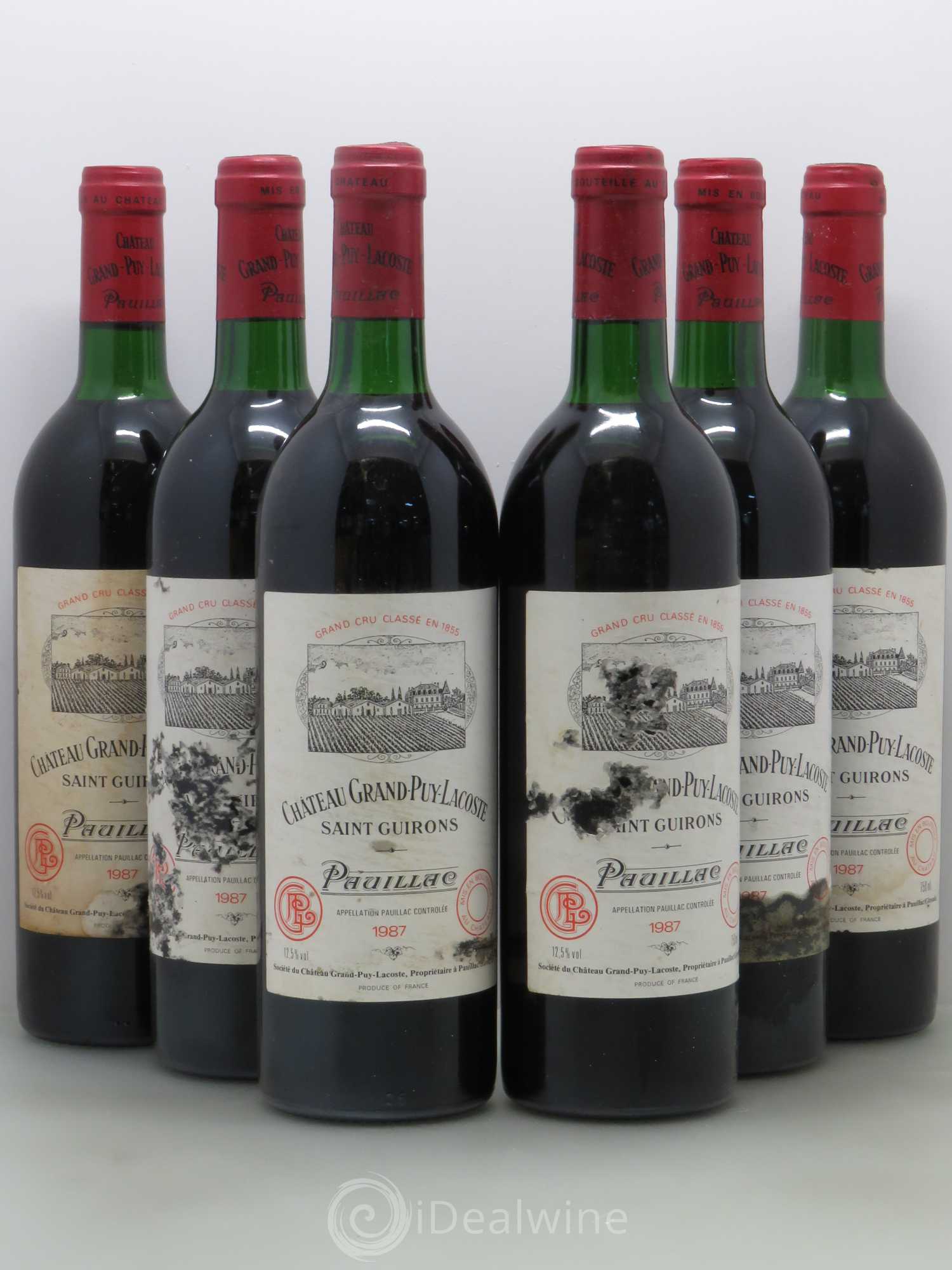 Château Grand Puy Lacoste 5ème Grand Cru Classé 1987 - Lot de 6 bouteilles - 0