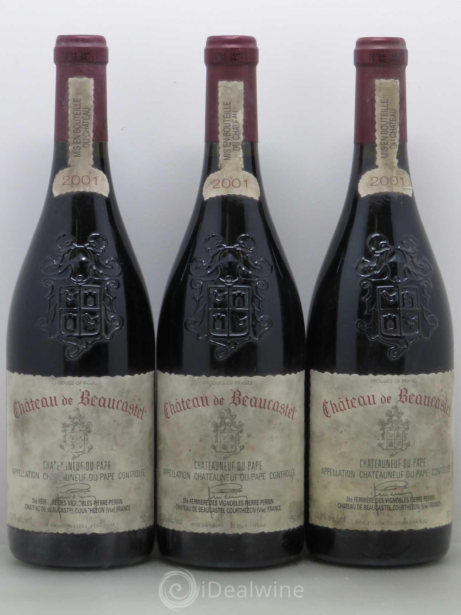 Châteauneuf-du-Pape Château de Beaucastel Famille Perrin 2001 - Lot de 3 bouteilles - 0
