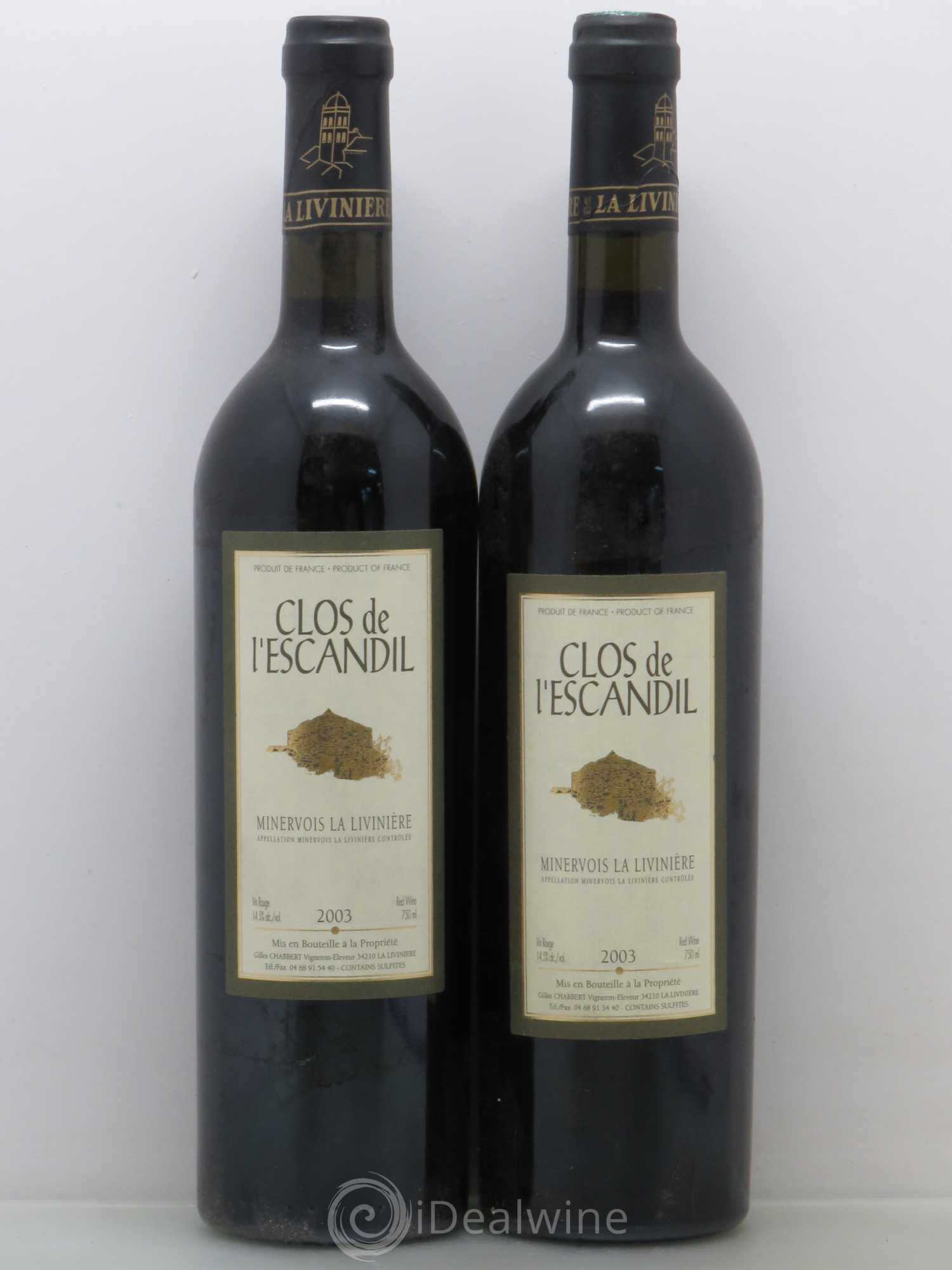 Minervois Clos De L'Escandil La Liviniere 2003 - Posten von 2 Flaschen - 0