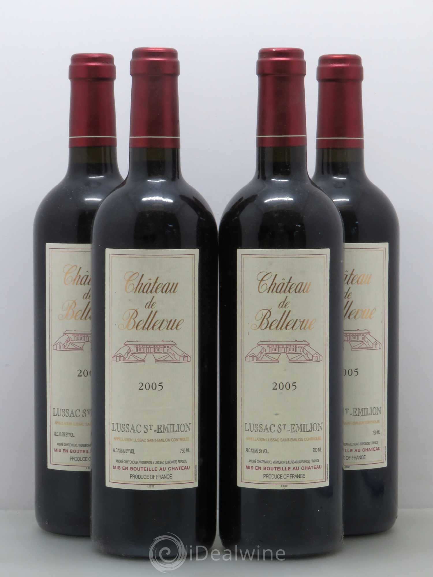 Bordeaux Château de Bellevue Lussac St Emilion (sans prix de réserve) 2005 - Posten von 4 Flaschen - 0