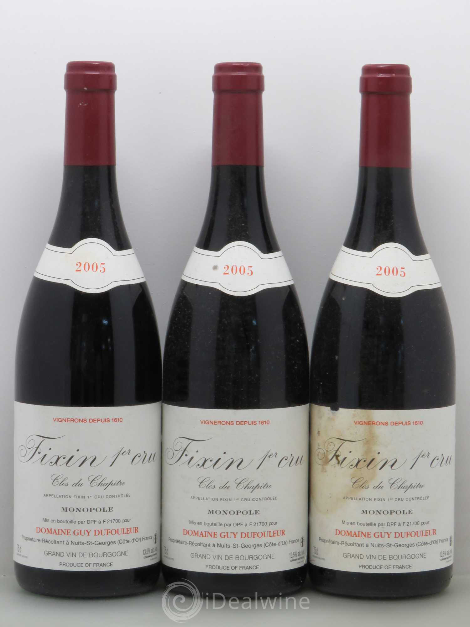 Fixin 1er Cru Clos Du Chapitre Dufouleur 2005 - Posten von 6 Flaschen - 2