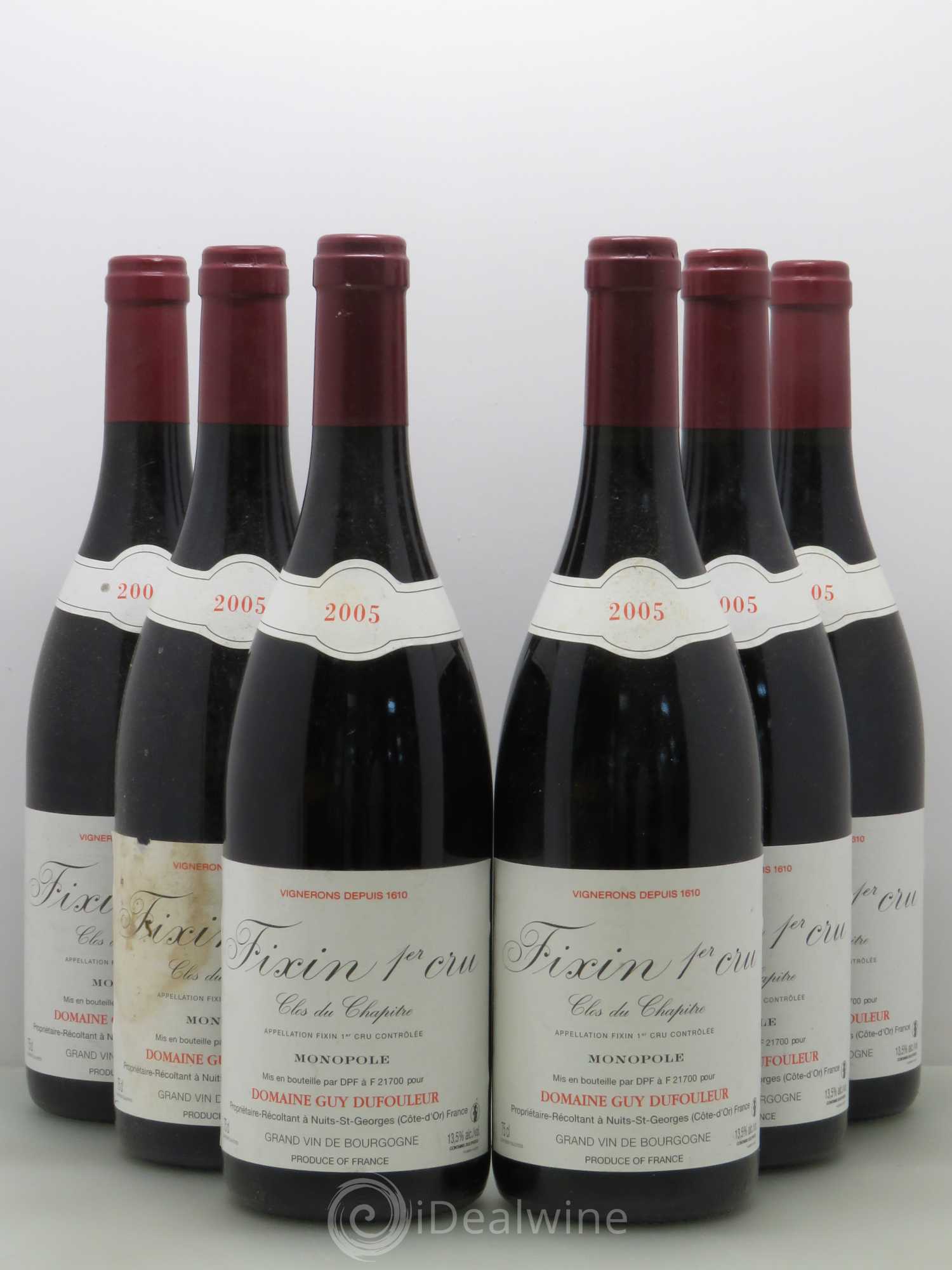 Fixin 1er Cru Clos Du Chapitre Dufouleur 2005 - Posten von 6 Flaschen - 0
