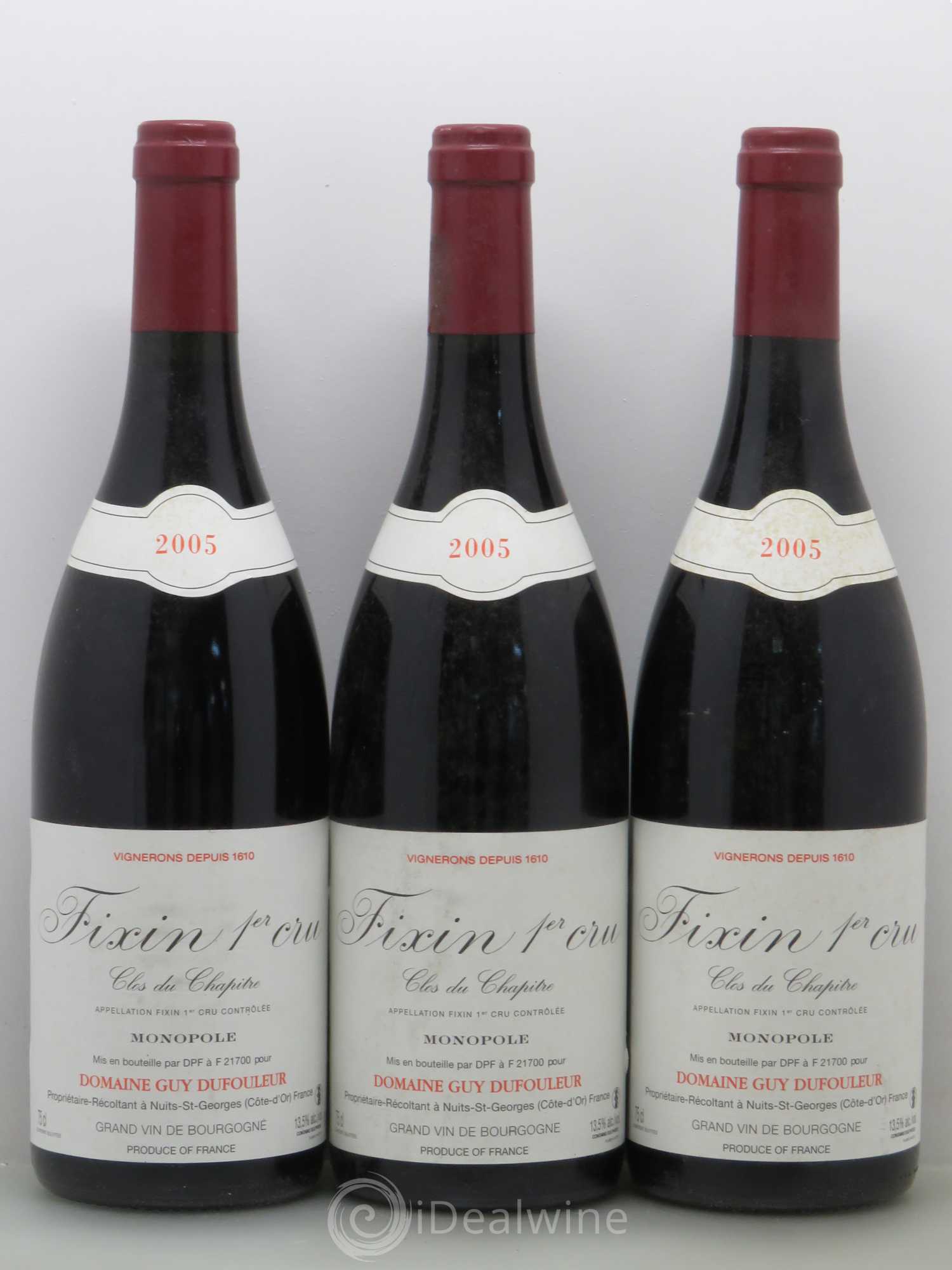 Fixin 1er Cru Clos Du Chapitre Dufouleur 2005 - Posten von 3 Flaschen - 0