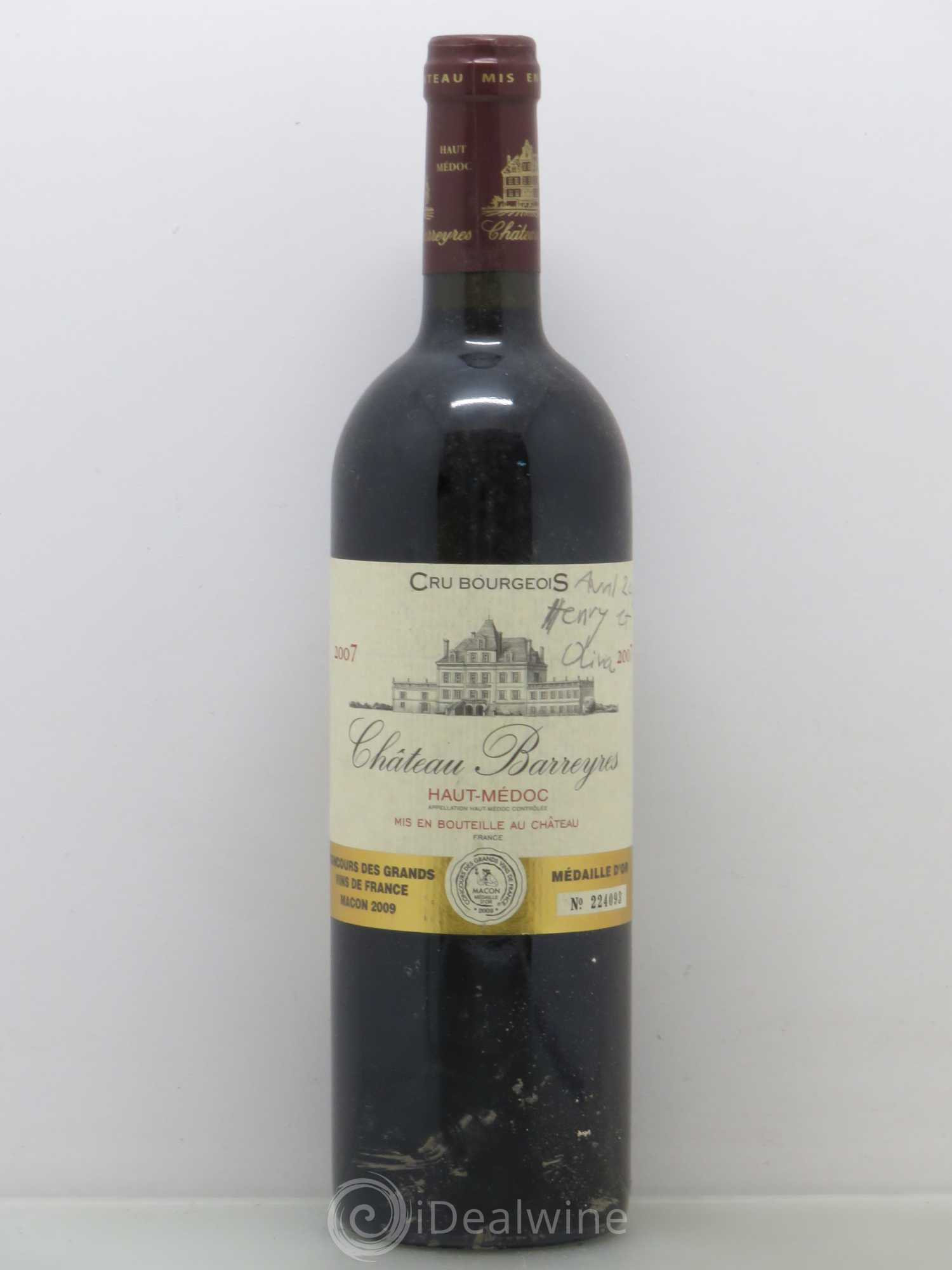 Château Barreyres Cru Bourgeois 2007 - Lot de 1 bouteille - 0