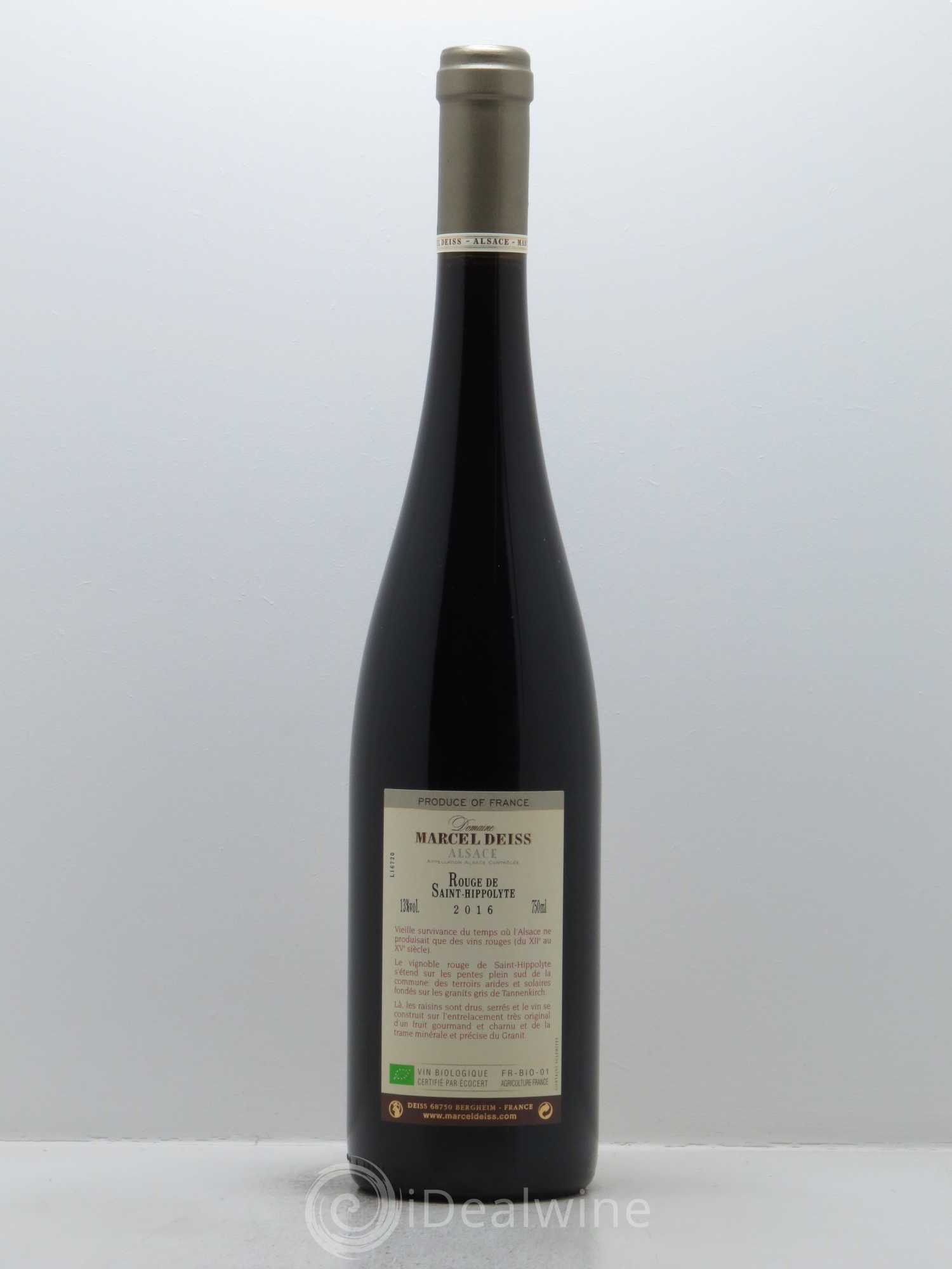 Alsace Rouge de Saint-Hippolyte Marcel Deiss (Domaine) 2016 - Lot de 1 bouteille - 1