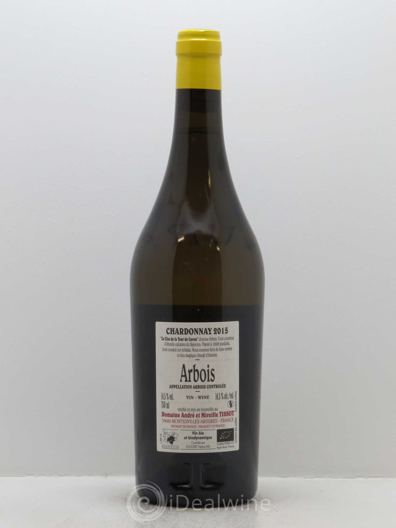 Arbois Chardonnay Le Clos de la Tour de Curon Bénédicte et Stéphane Tissot 2015 - Lot de 1 bouteille - 1