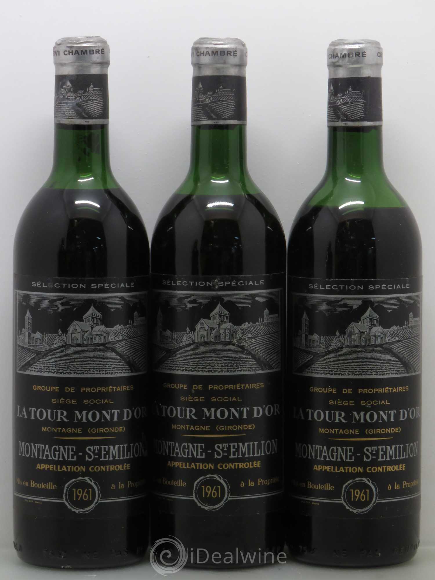 Bordeaux Montagne Saint Emilion La Tour Mont D'Or 1961 - Posten von 3 Flaschen - 0