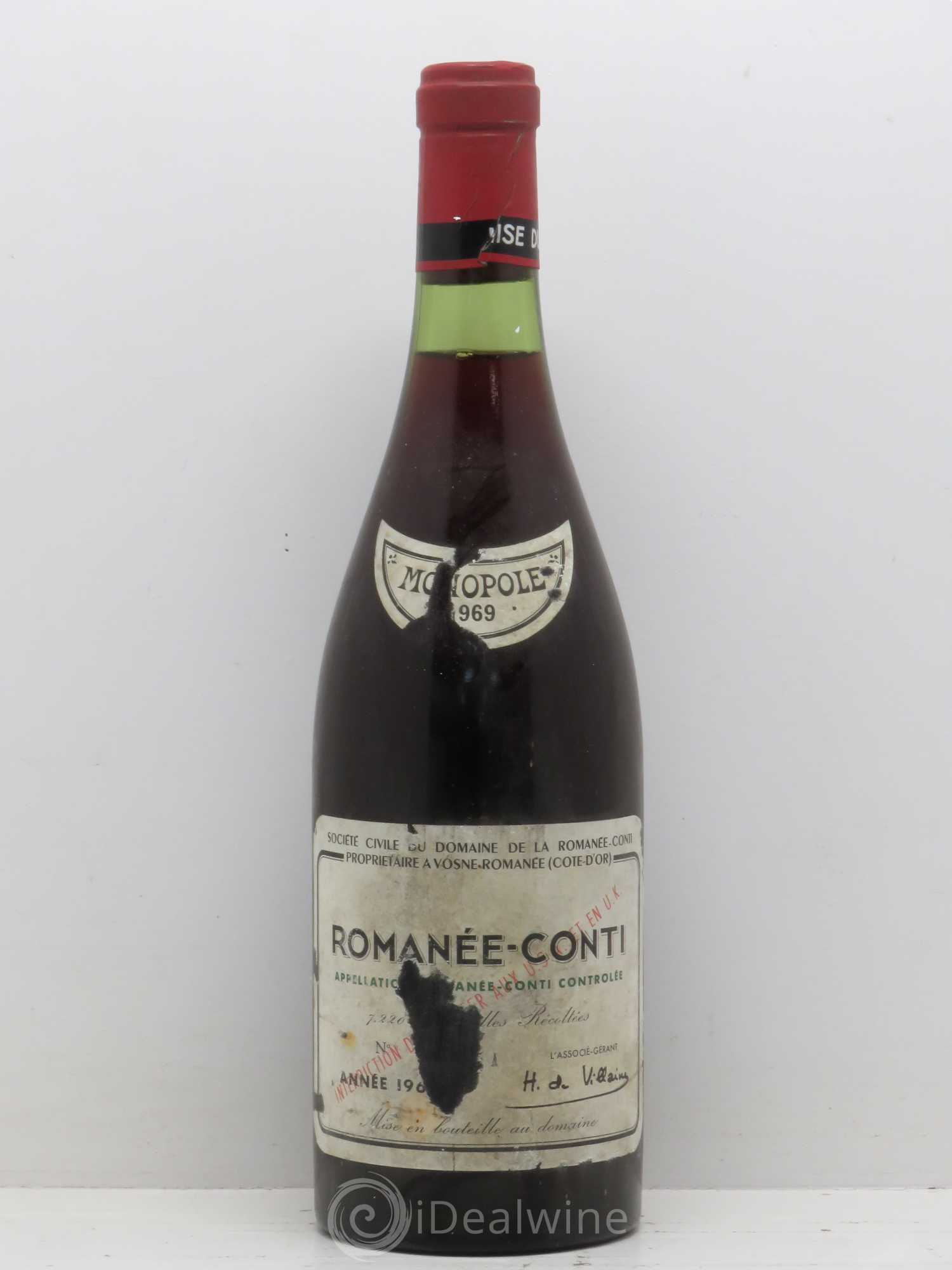 Romanée-Conti Grand Cru Domaine de la Romanée-Conti 1969 - Lot de 1 bouteille - 0