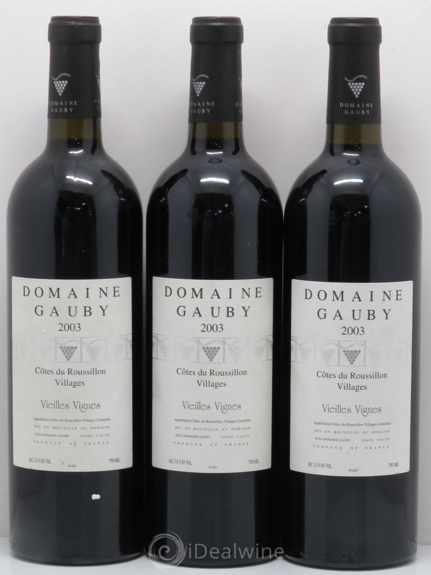 Côtes du Roussillon Villages Vieilles vignes Gauby (Domaine) 2003 - Lot de 3 bouteilles - 0