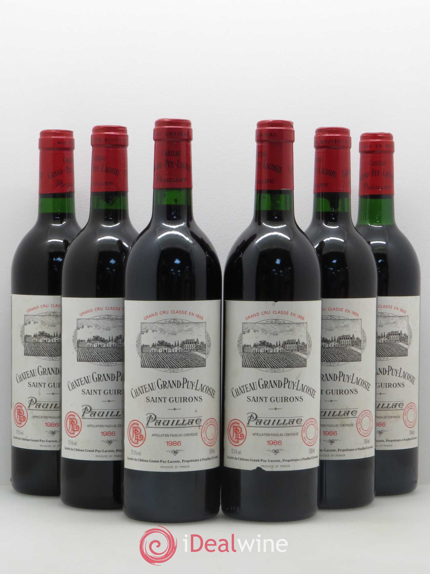 Château Grand Puy Lacoste 5ème Grand Cru Classé 1986 - Lot de 6 bouteilles - 0