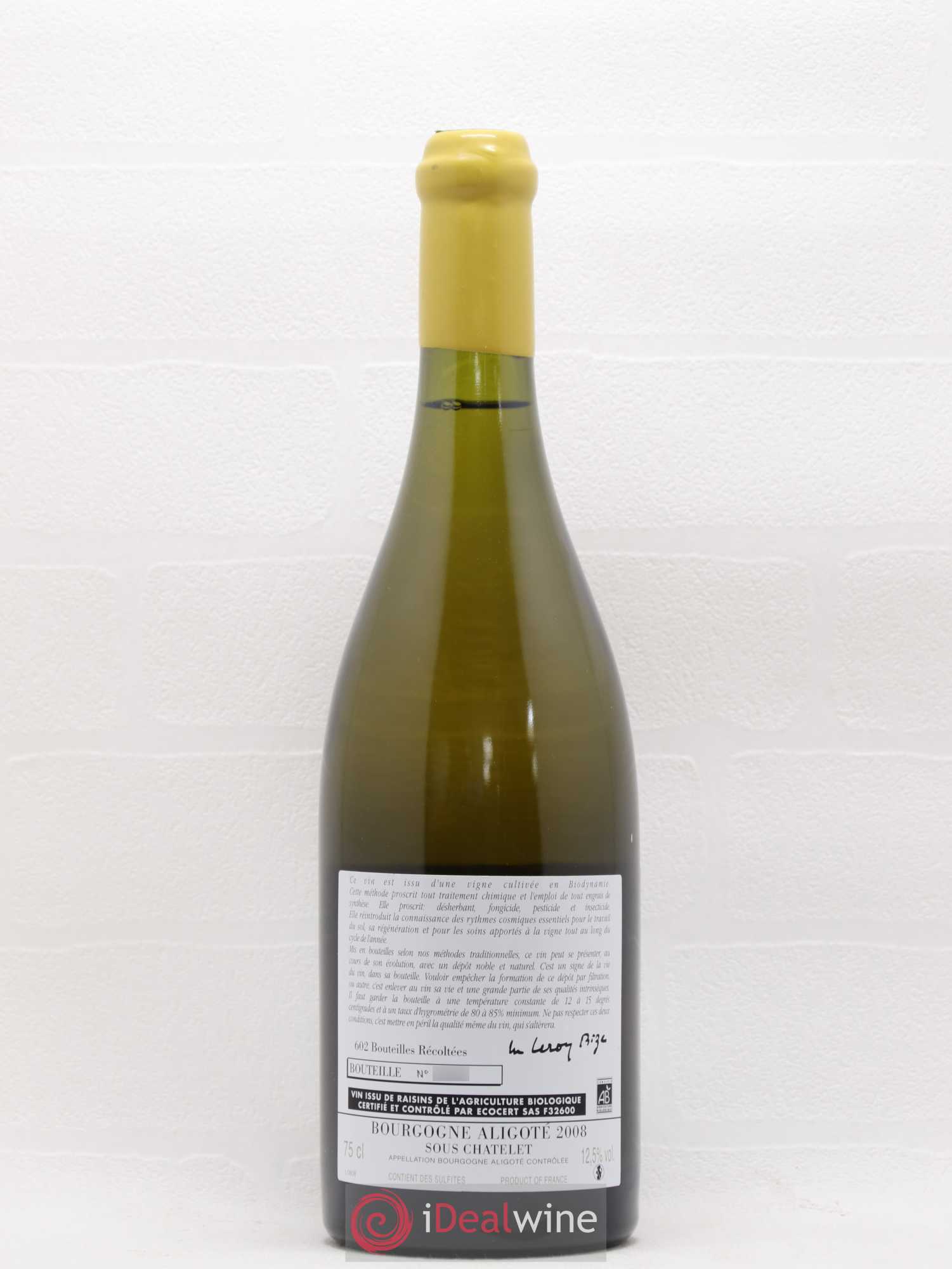 Bourgogne Aligoté Sous Chatelet d'Auvenay (Domaine) 2008 - Lot de 1 bouteille - 1