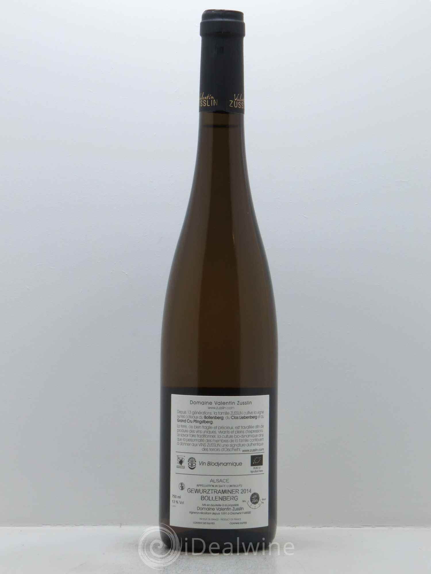 Alsace Gewurztraminer Bollenberg Valentin Zusslin (Domaine) 2014 - Lot de 1 bouteille - 1