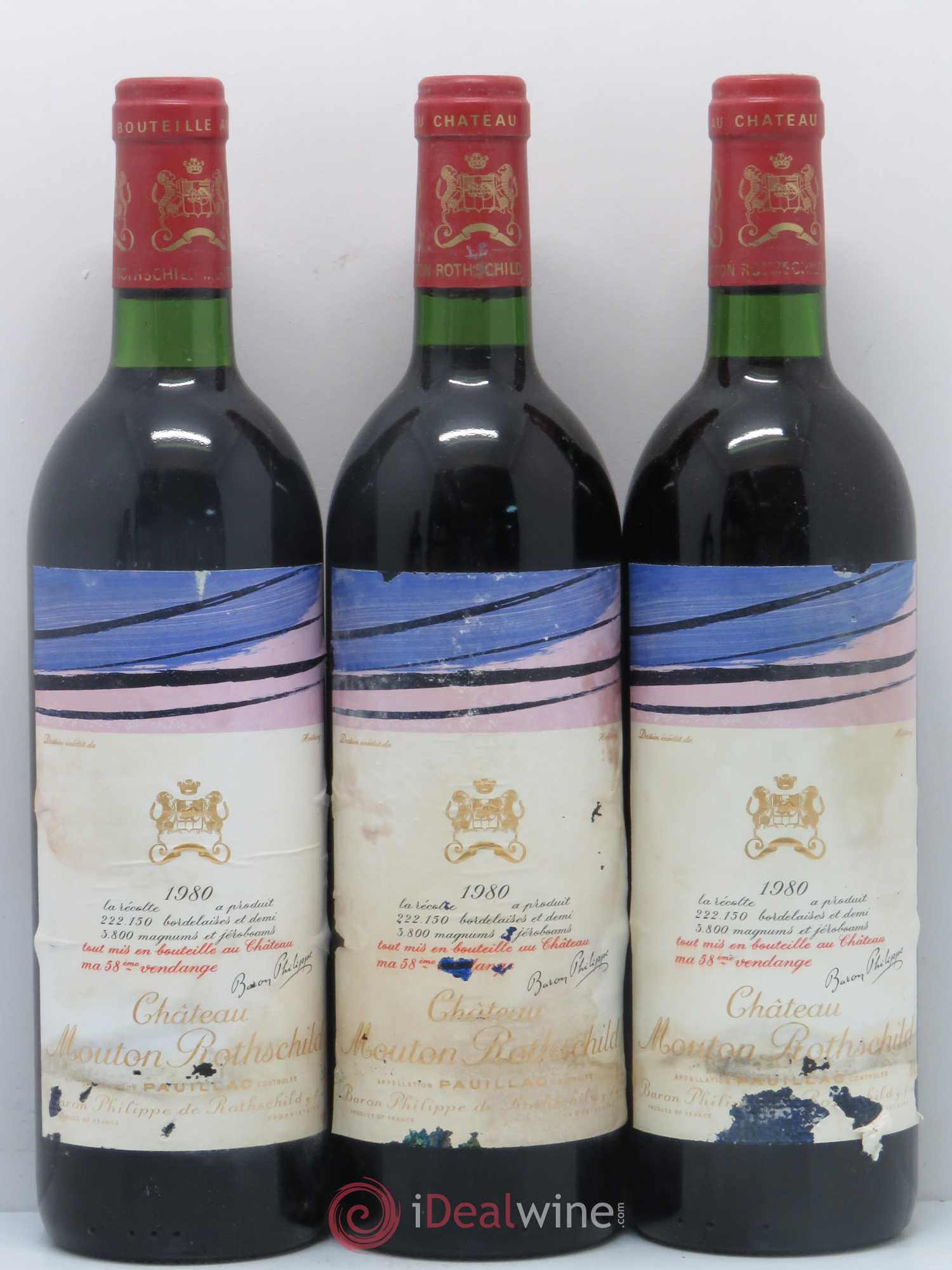 Château Mouton Rothschild 1er Grand Cru Classé 1980 - Lot de 12 bouteilles - 1
