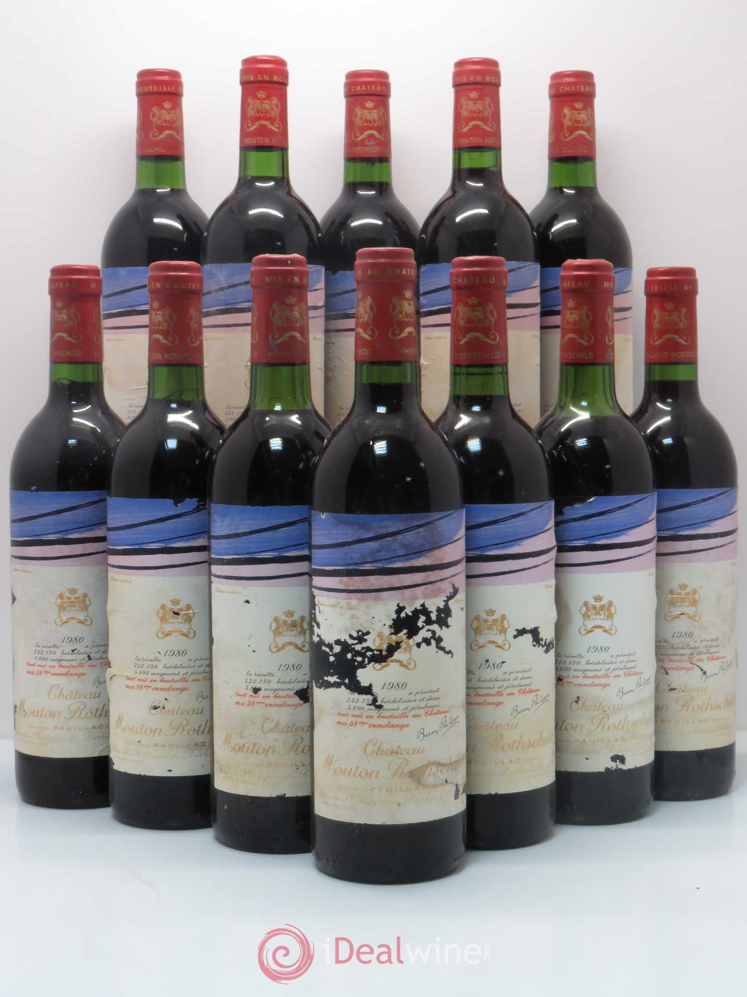 Château Mouton Rothschild 1er Grand Cru Classé 1980 - Lot de 12 bouteilles - 0