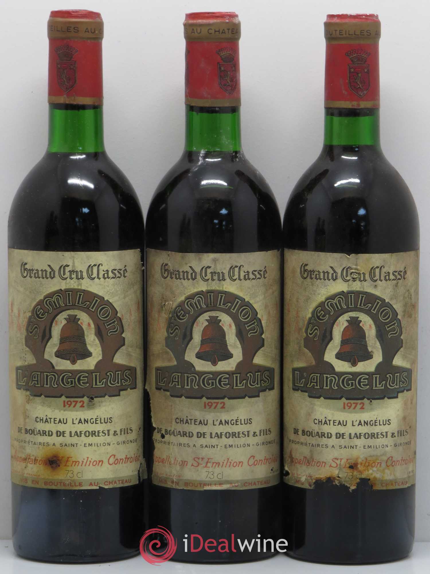 Château Angélus 1er Grand Cru Classé A 1972 - Lot de 3 bouteilles - 0