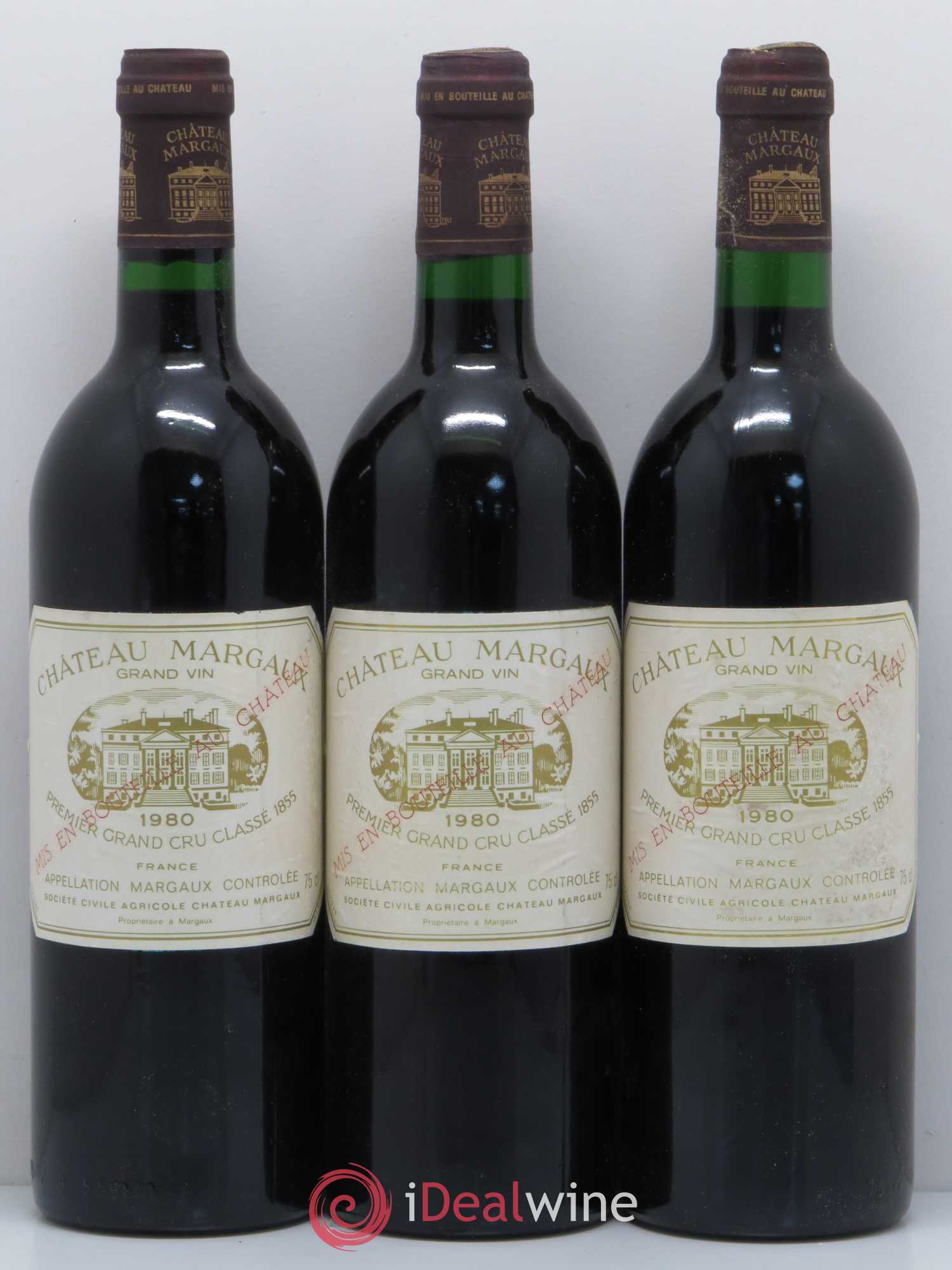 Château Margaux 1er Grand Cru Classé 1980 - Lot de 3 bouteilles - 0