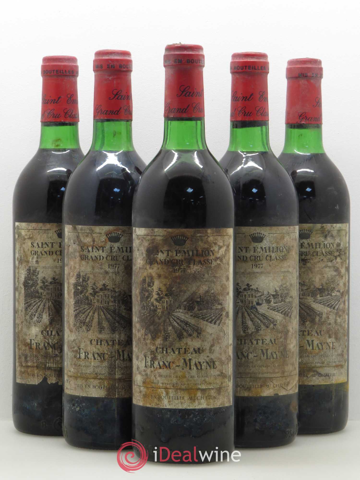 Château Franc Mayne Grand Cru Classé 1977 - Lot de 5 bouteilles - 0