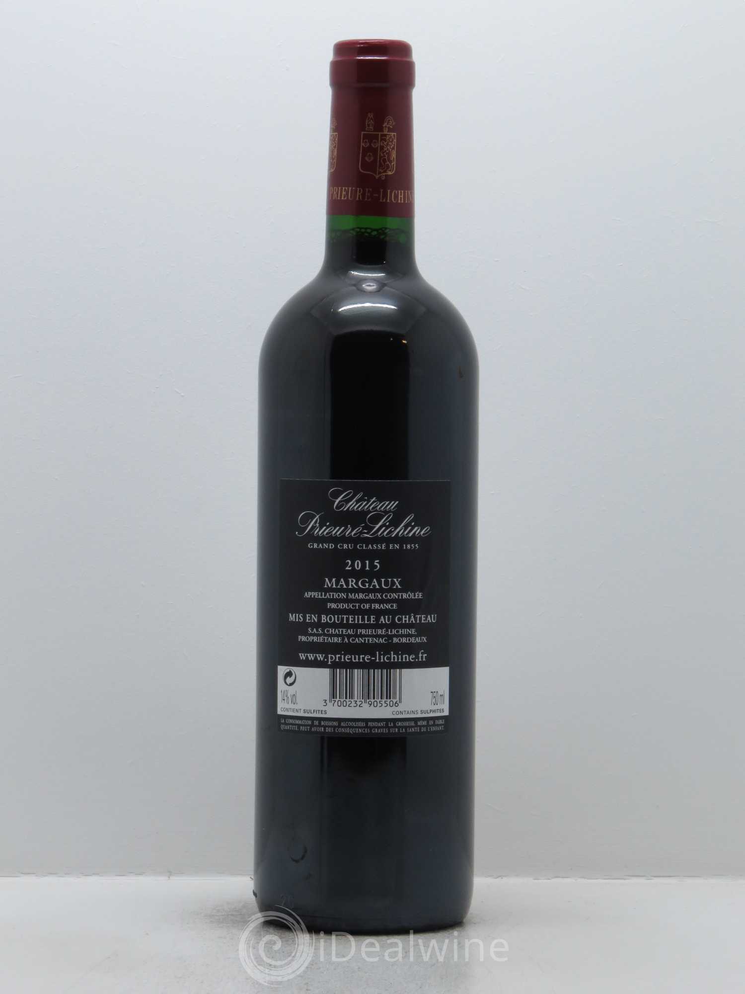 Château Prieuré Lichine 4ème Grand Cru Classé (CBO à partir de 12 bts) 2015 - Lot de 1 bouteille - 1