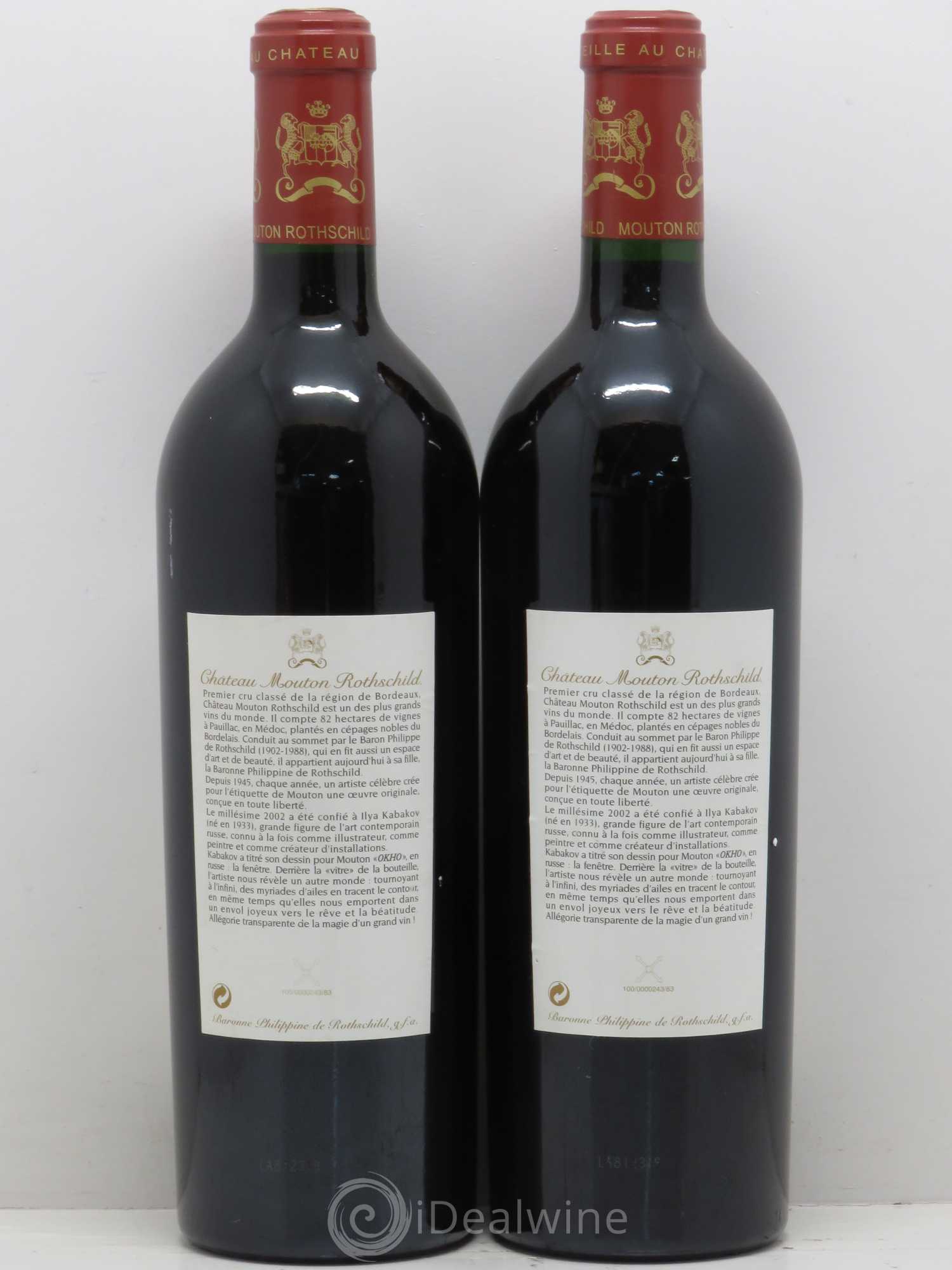 Château Mouton Rothschild 1er Grand Cru Classé 2002 - Lot de 2 bouteilles - 1