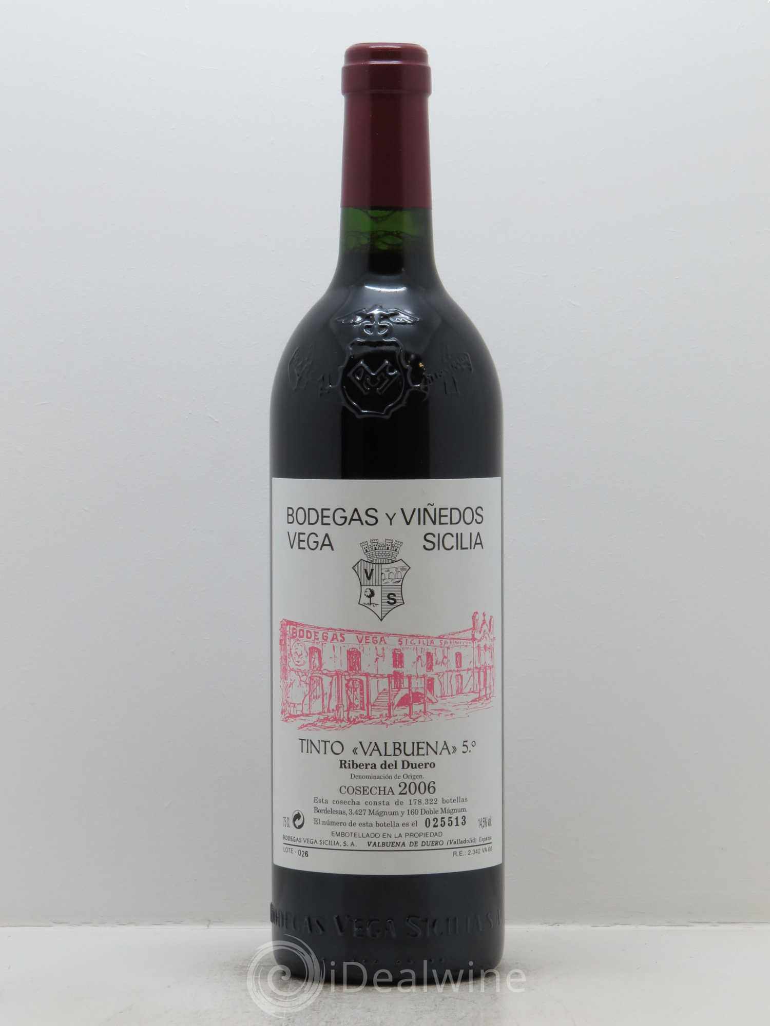 Ribera Del Duero DO Vega Sicilia Valbuena 5 ano Famille Alvarez 2006 - Lot de 1 bouteille - 0