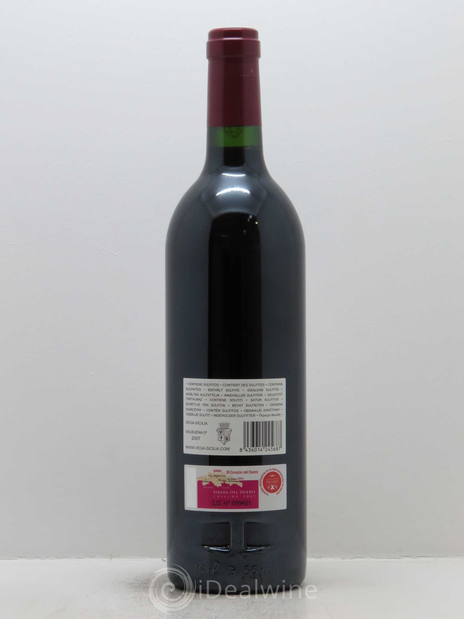 Ribera Del Duero DO Vega Sicilia Valbuena 5 ano Famille Alvarez 2007 - Lot de 1 bouteille - 1