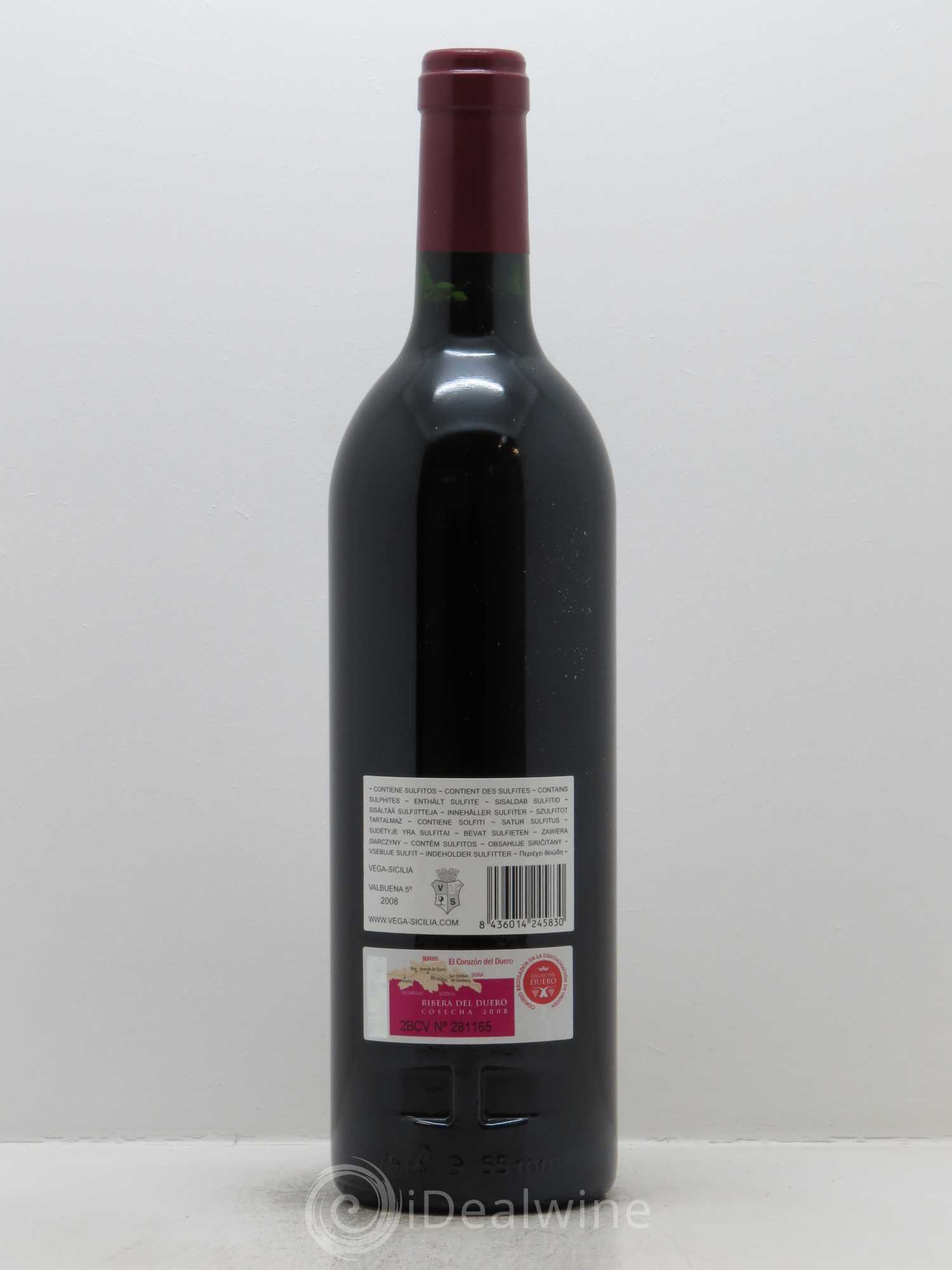 Ribera Del Duero DO Vega Sicilia Valbuena 5 ano Famille Alvarez 2008 - Lot de 1 bouteille - 1