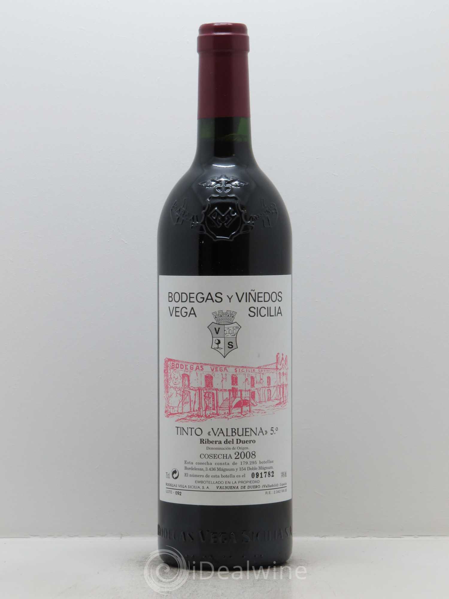 Ribera Del Duero DO Vega Sicilia Valbuena 5 ano Famille Alvarez 2008 - Lot de 1 bouteille - 0