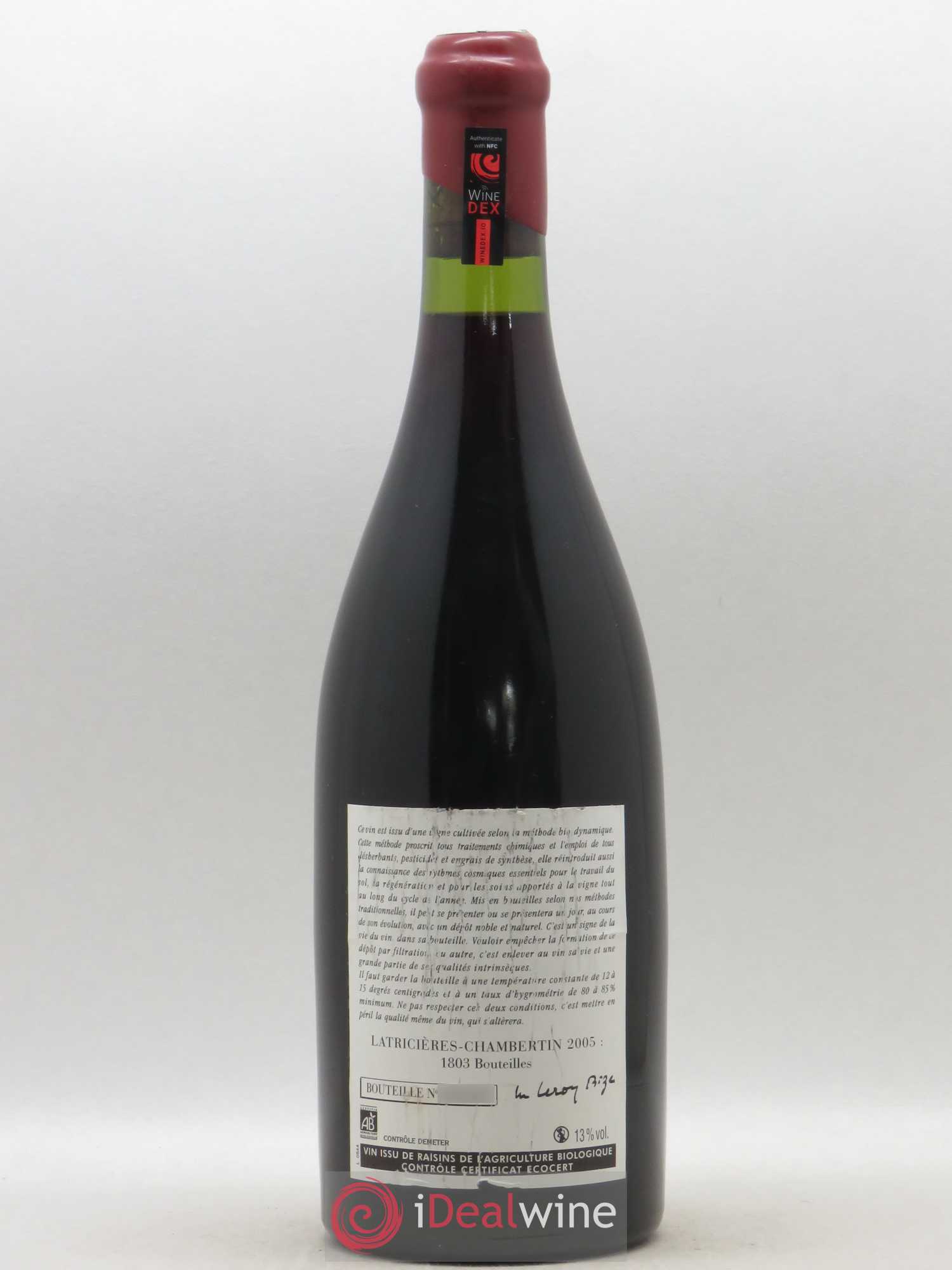 Latricières-Chambertin Grand Cru Leroy (Domaine) 2005 - Lot de 1 bouteille - 1