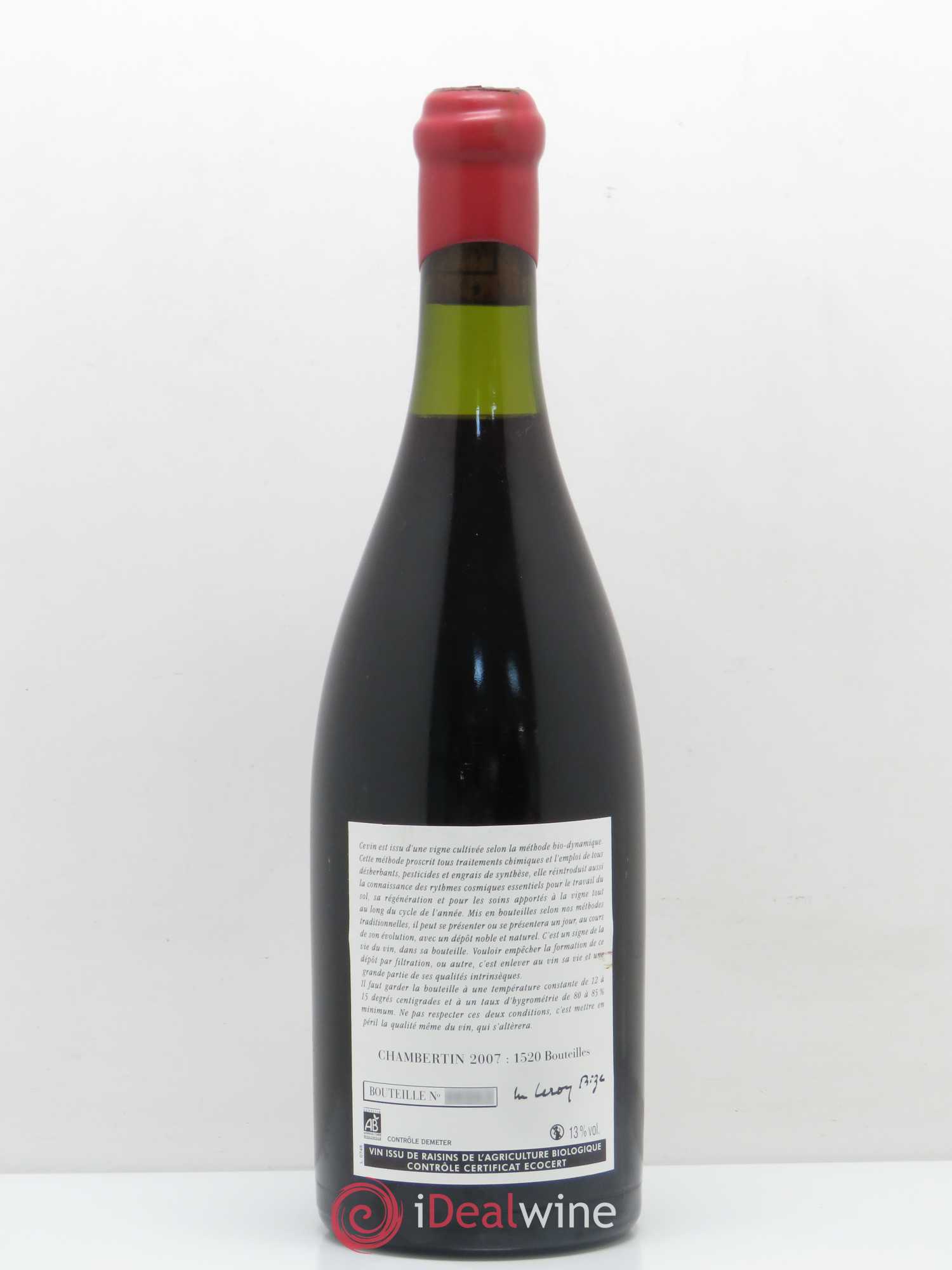 Chambertin Grand Cru Leroy (Domaine) 2007 - Lot de 1 bouteille - 1