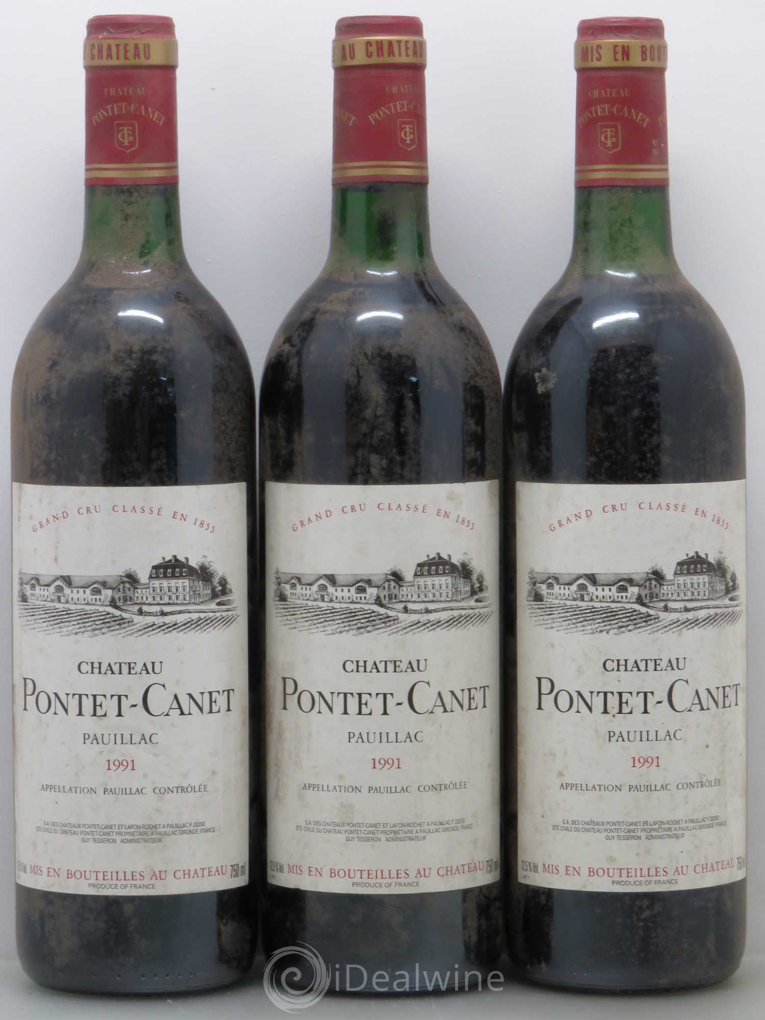 Château Pontet Canet 5ème Grand Cru Classé 1991 - Lot de 3 bouteilles - 0